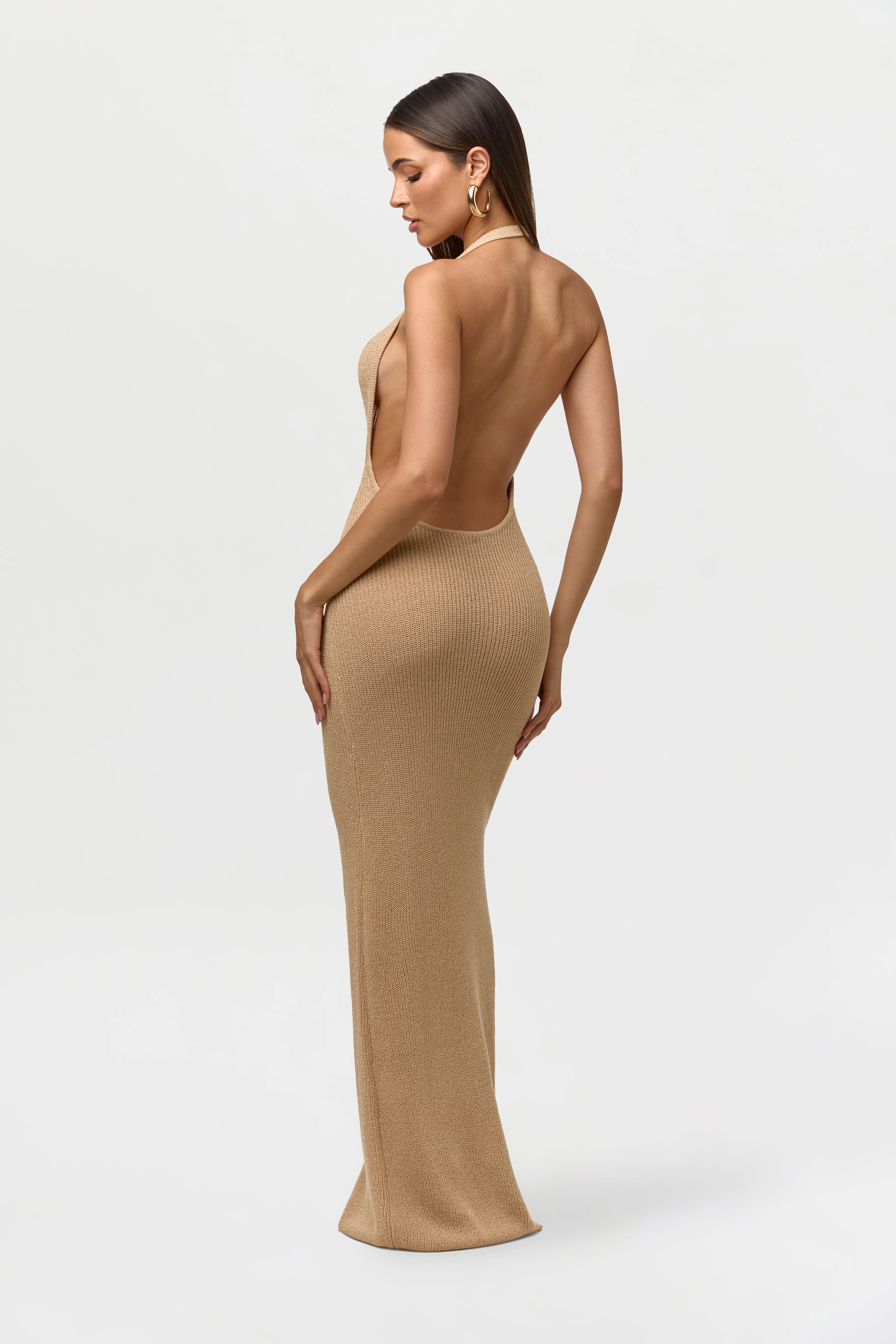 Knit Halter Open Back Dress - Image 3