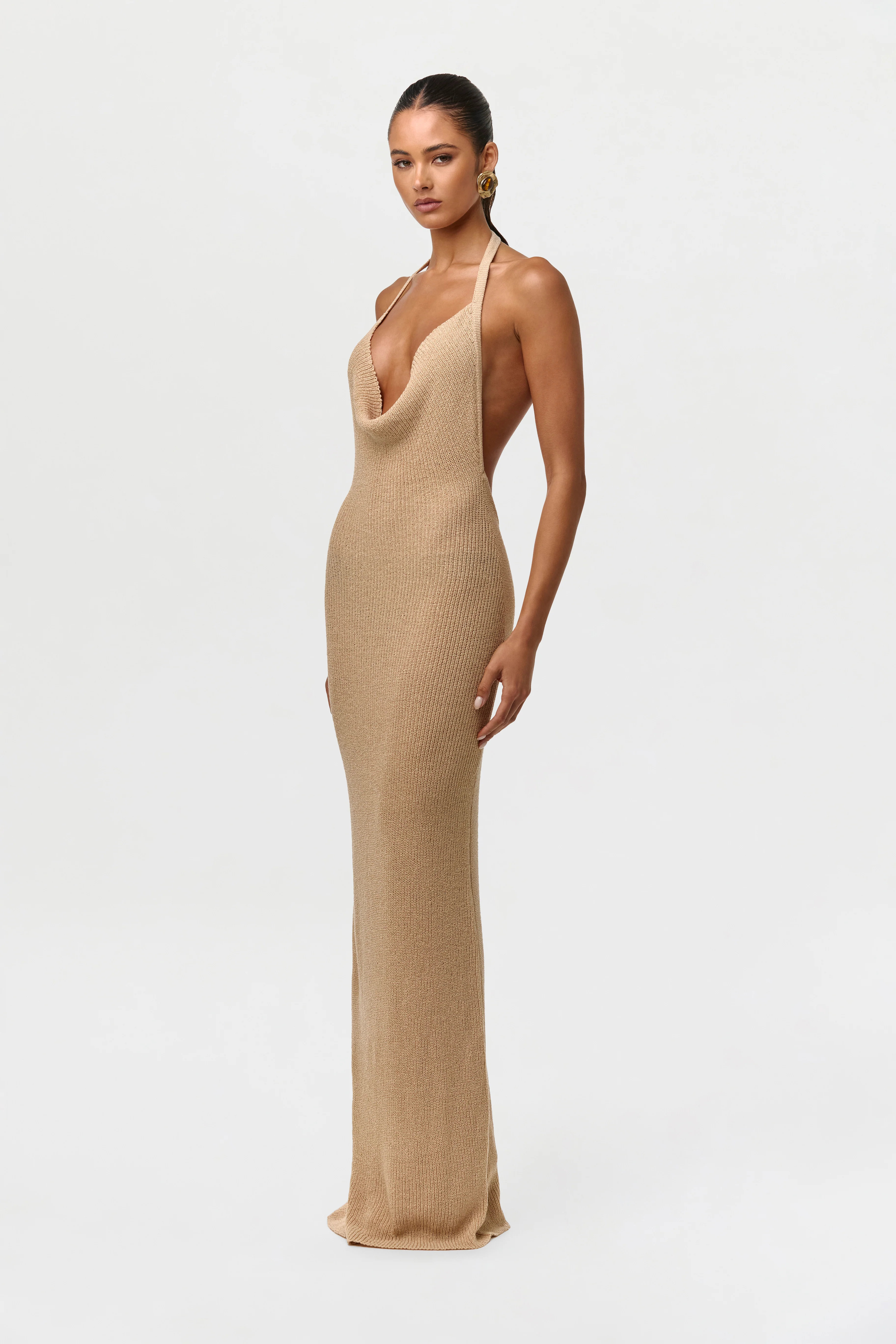 Knit Halter Open Back Dress - Image 5