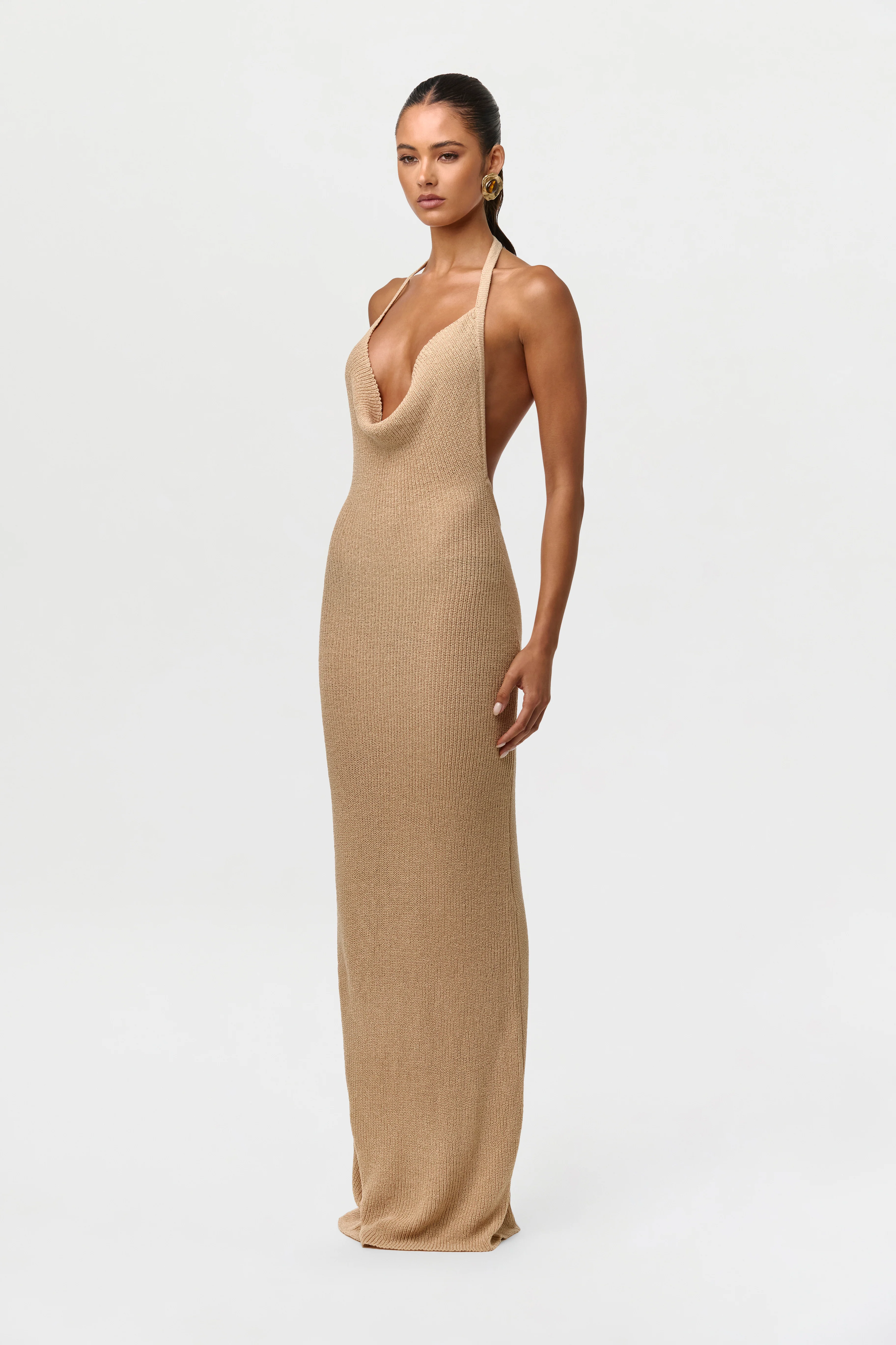 Knit Halter Open Back Dress - Image 7