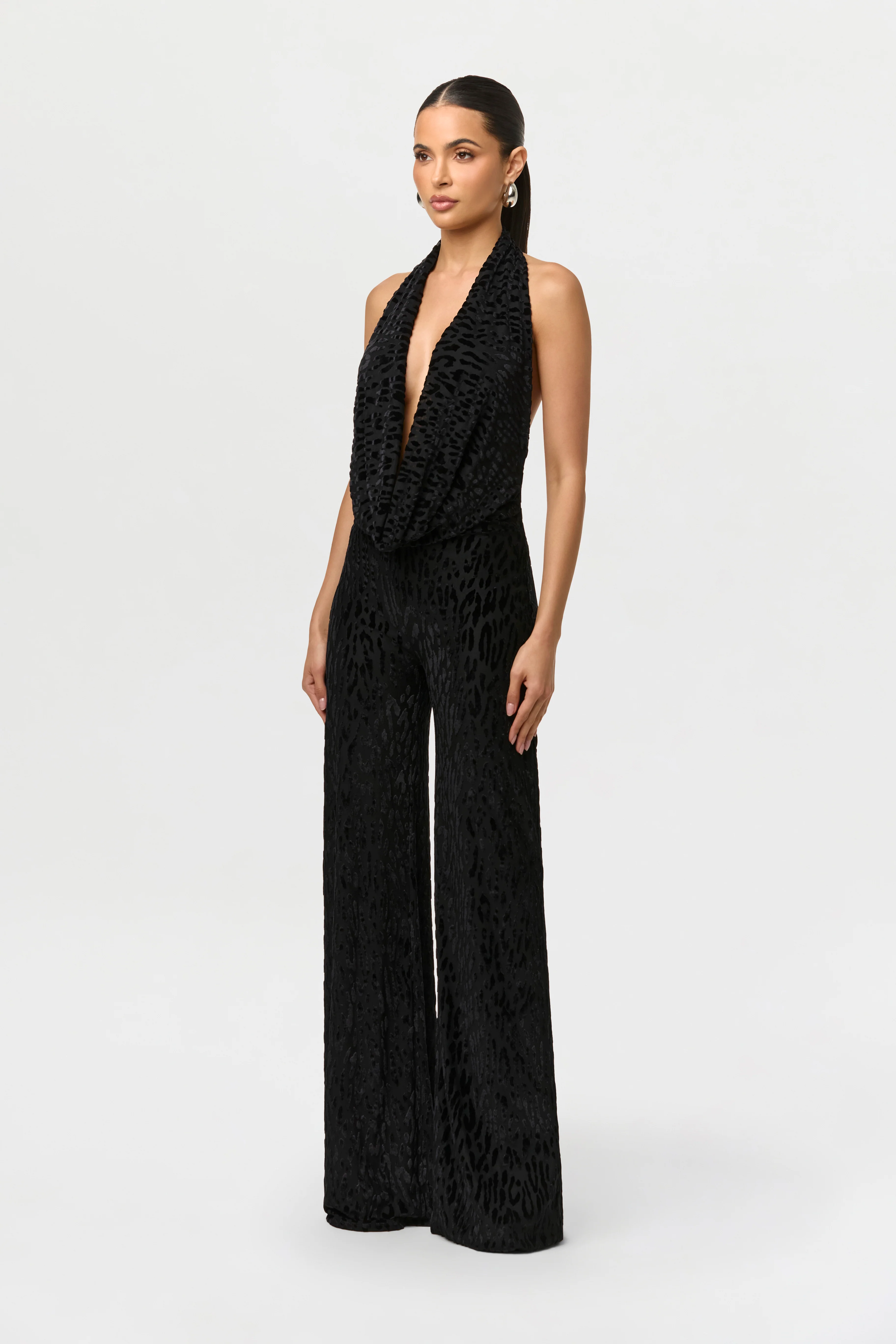 Burnout Halter Open Back Jumpsuit - Image 2
