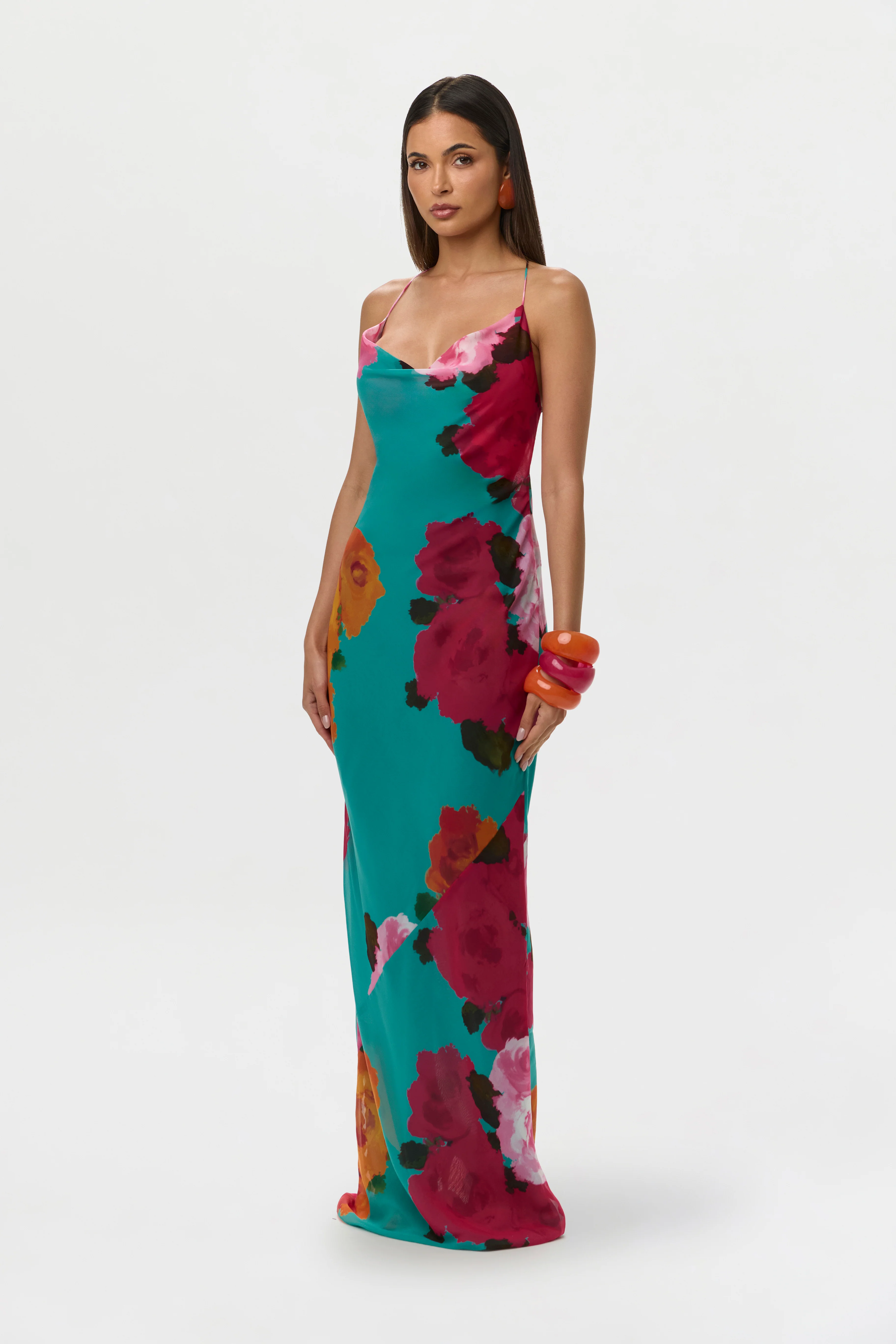 Chiffon Print Open Back Maxi Dress - Image 2