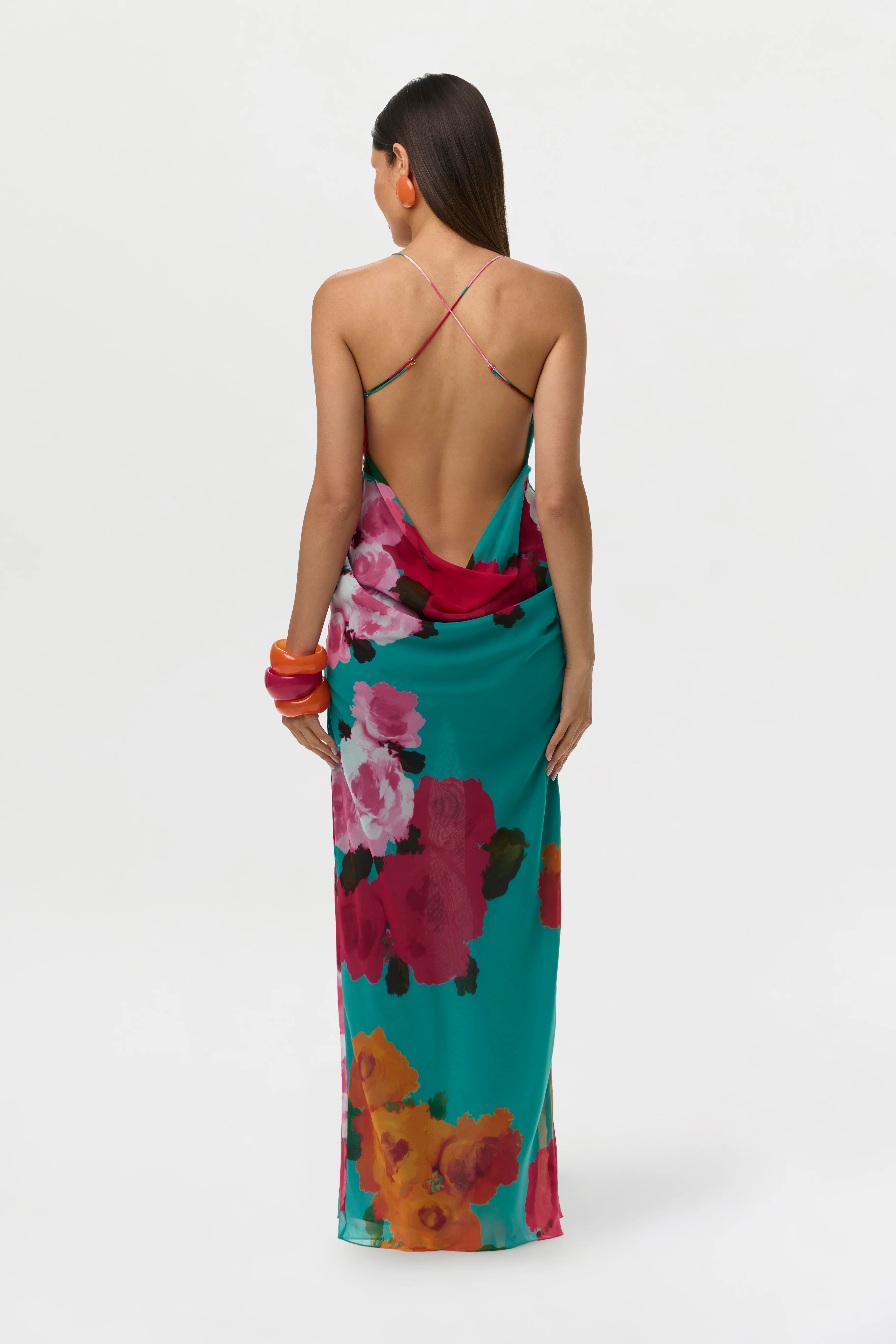 Chiffon Print Open Back Maxi Dress - Image 3