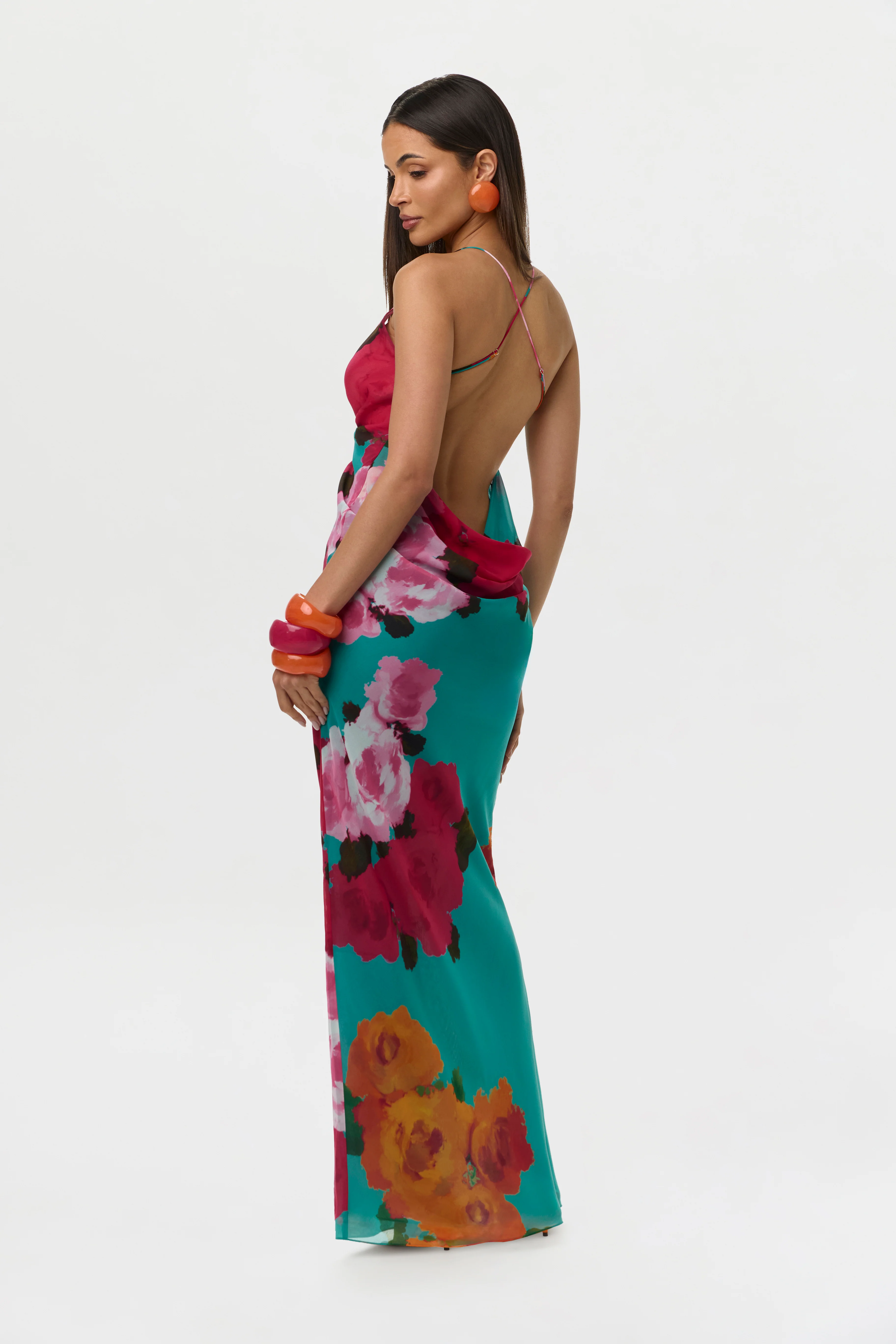 Chiffon Print Open Back Maxi Dress - Image 4