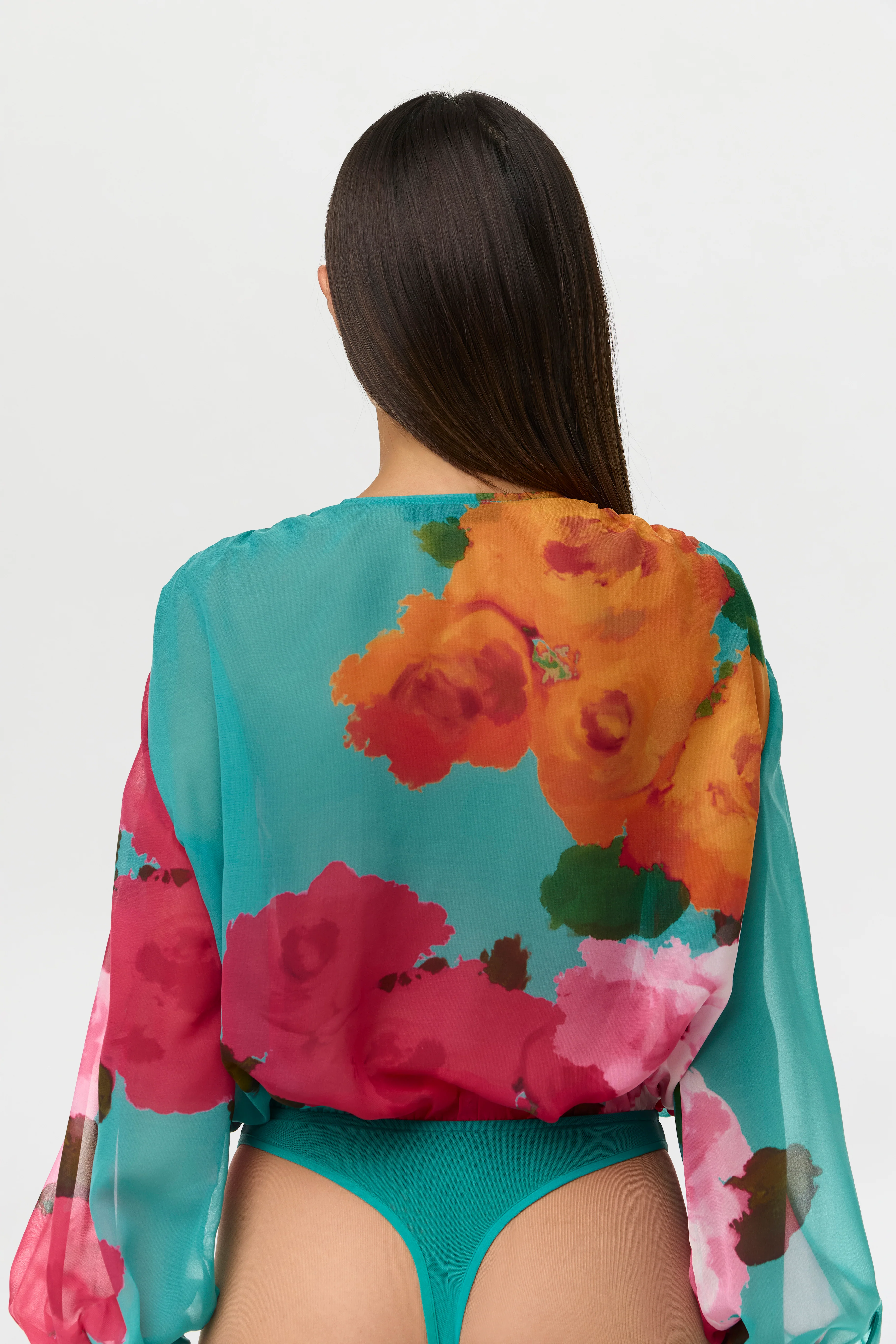 Chiffon Floral Blouse Bodysuit - Image 3