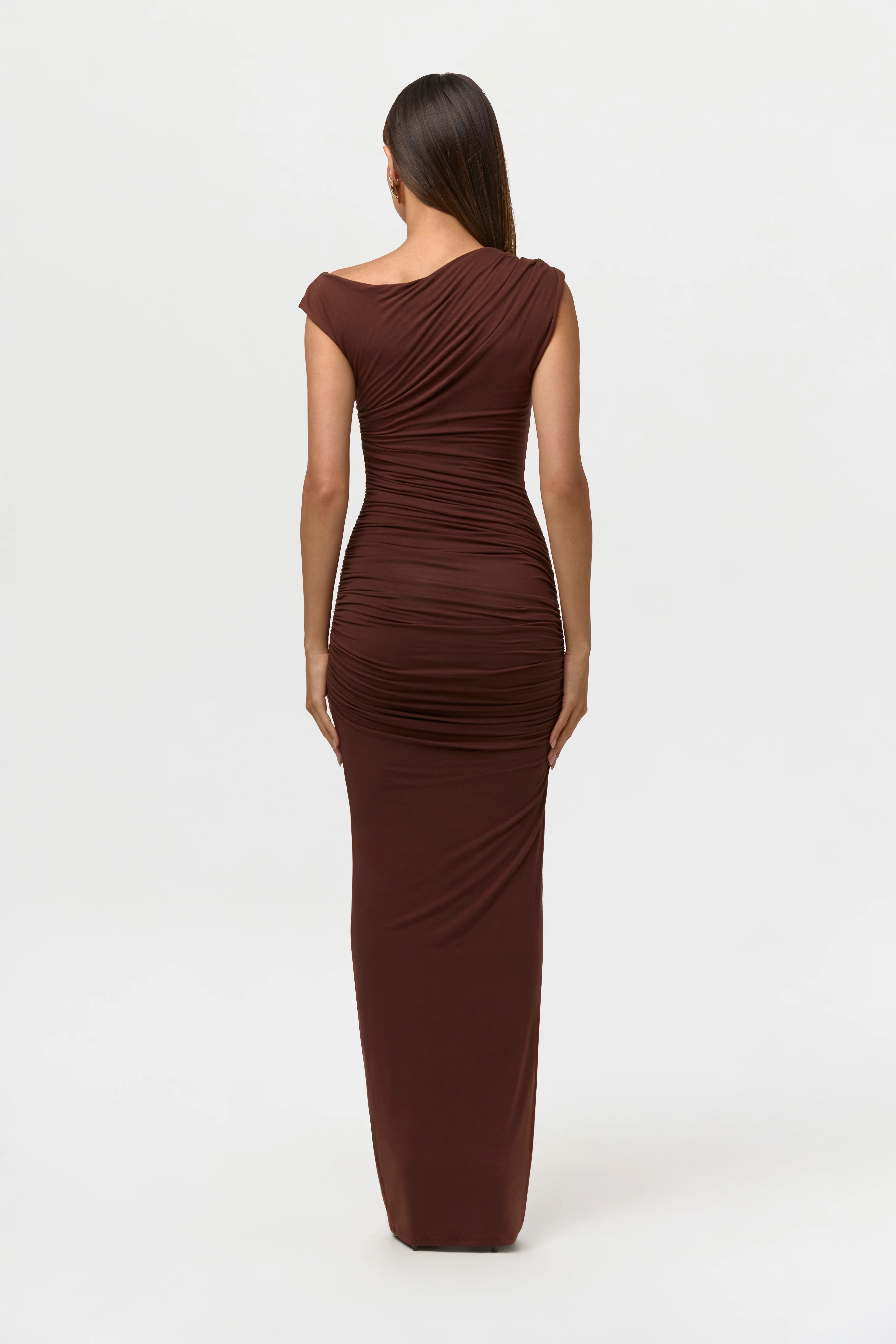 Smooth Off-Shoulder Ruched Maxi Dress - Image 4