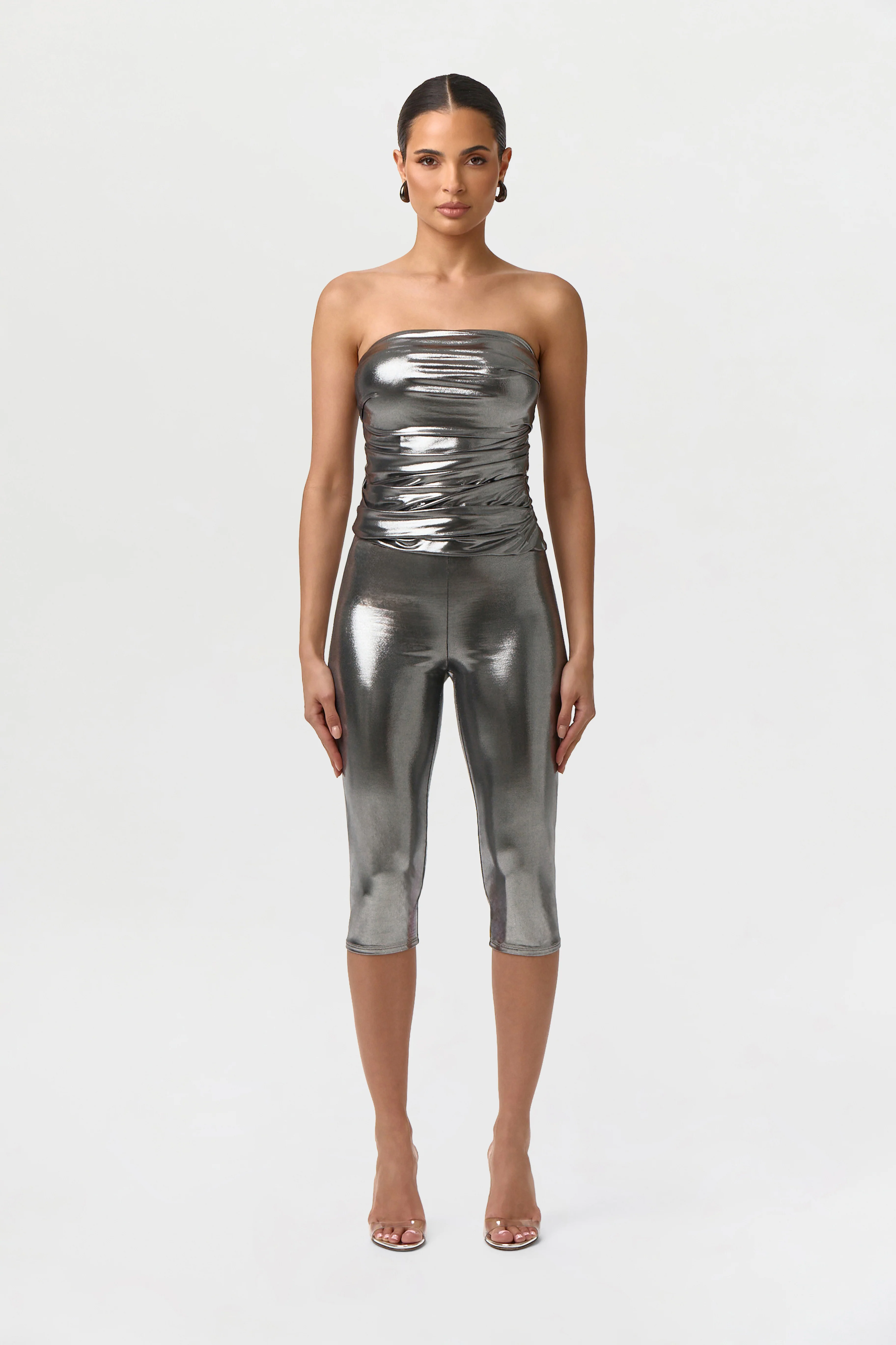 Foil Jersey Capri Leggings