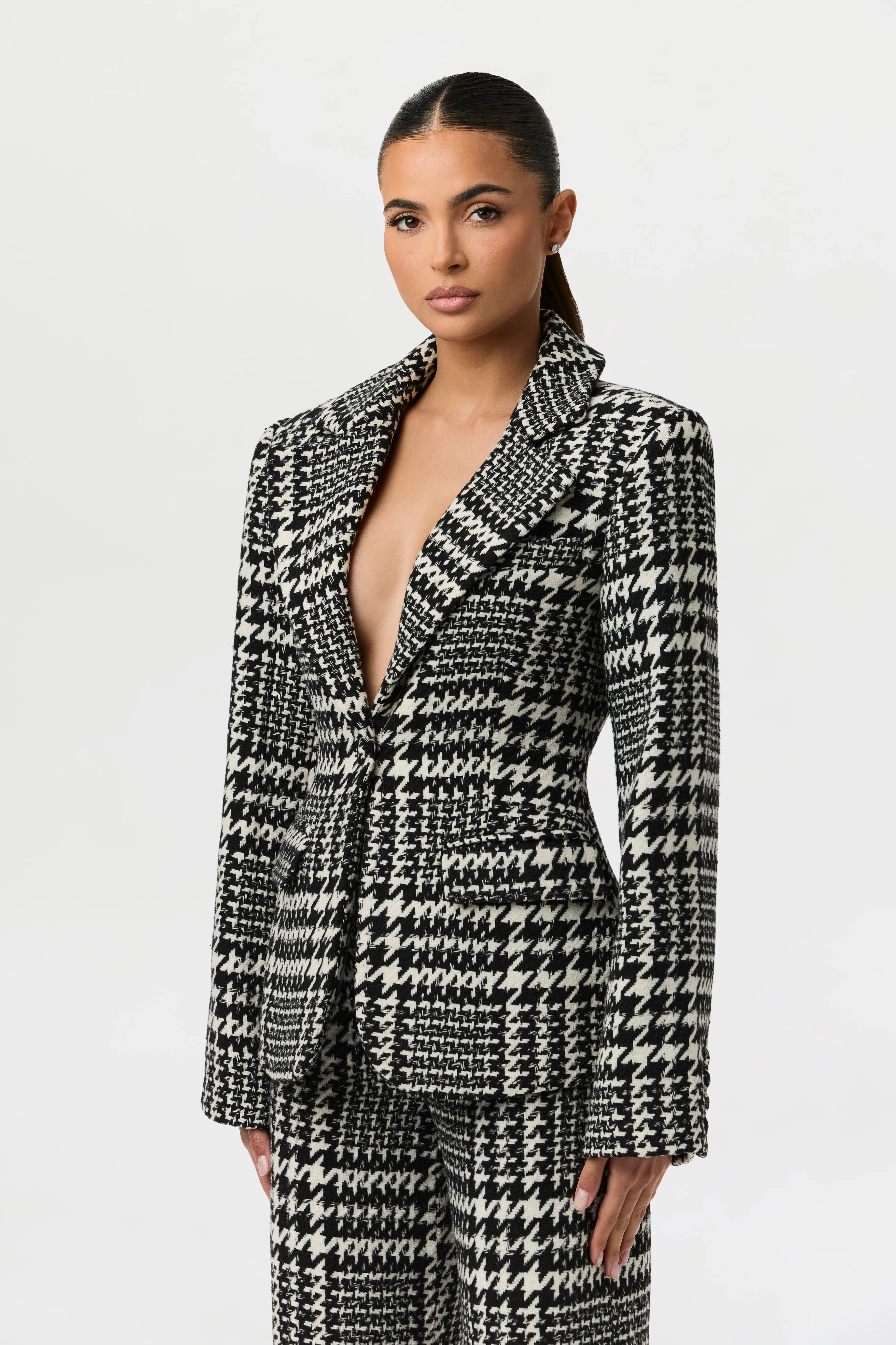 Houndstooth Plaid Wide-Leg Pants - Image 4