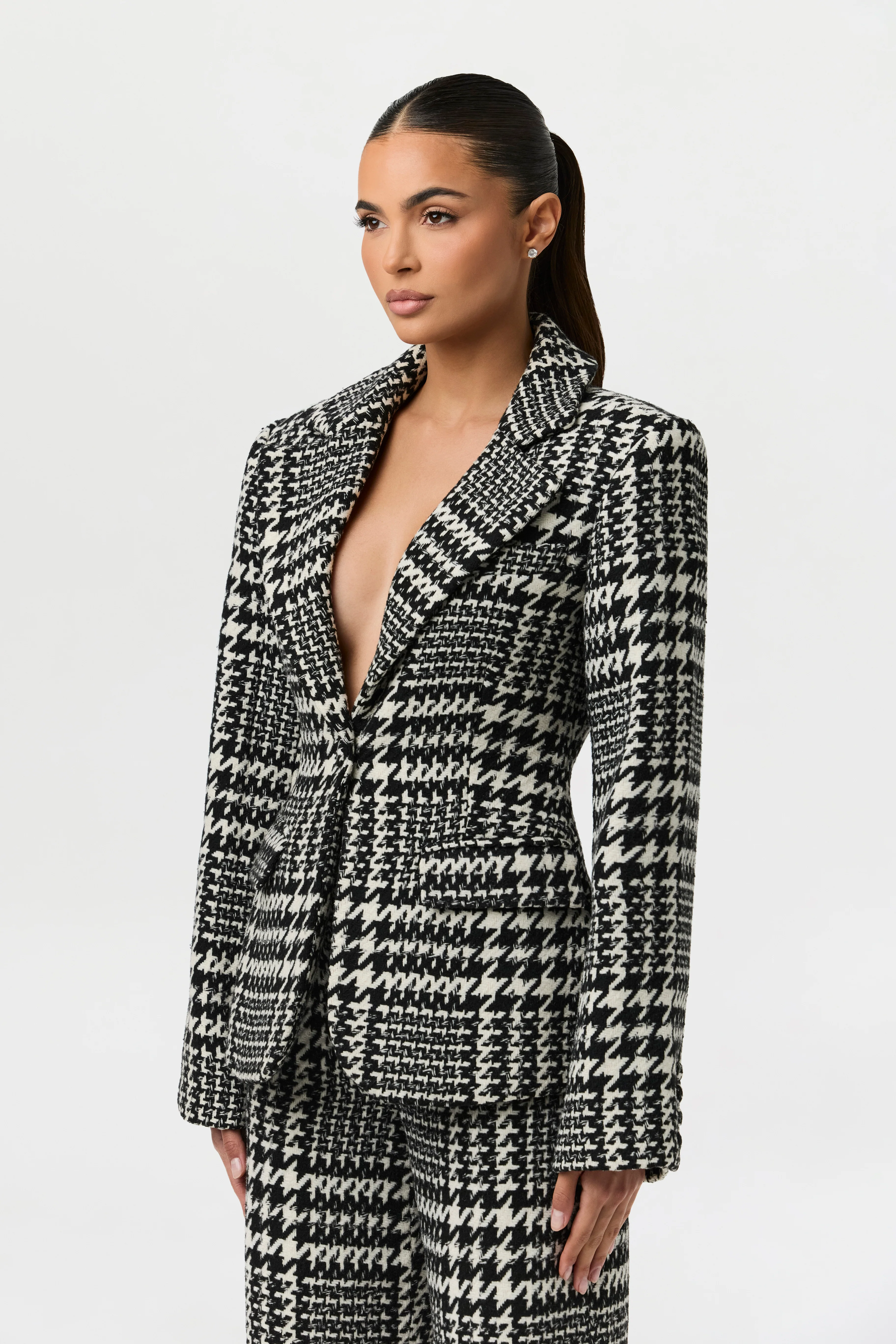 Houndstooth Plaid Wide-Leg Pants - Image 5