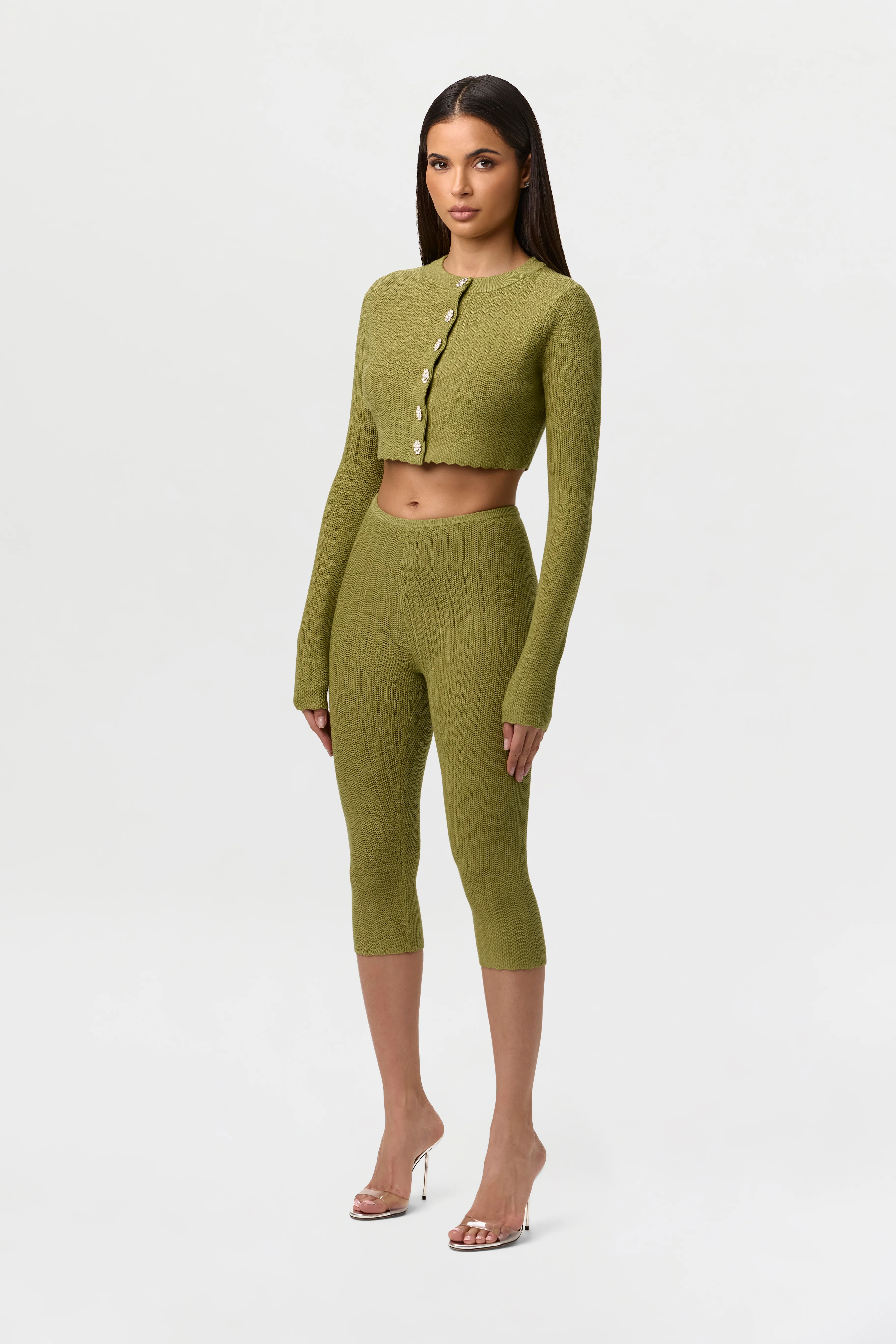 Knit Scallop Capri Leggings - Image 5