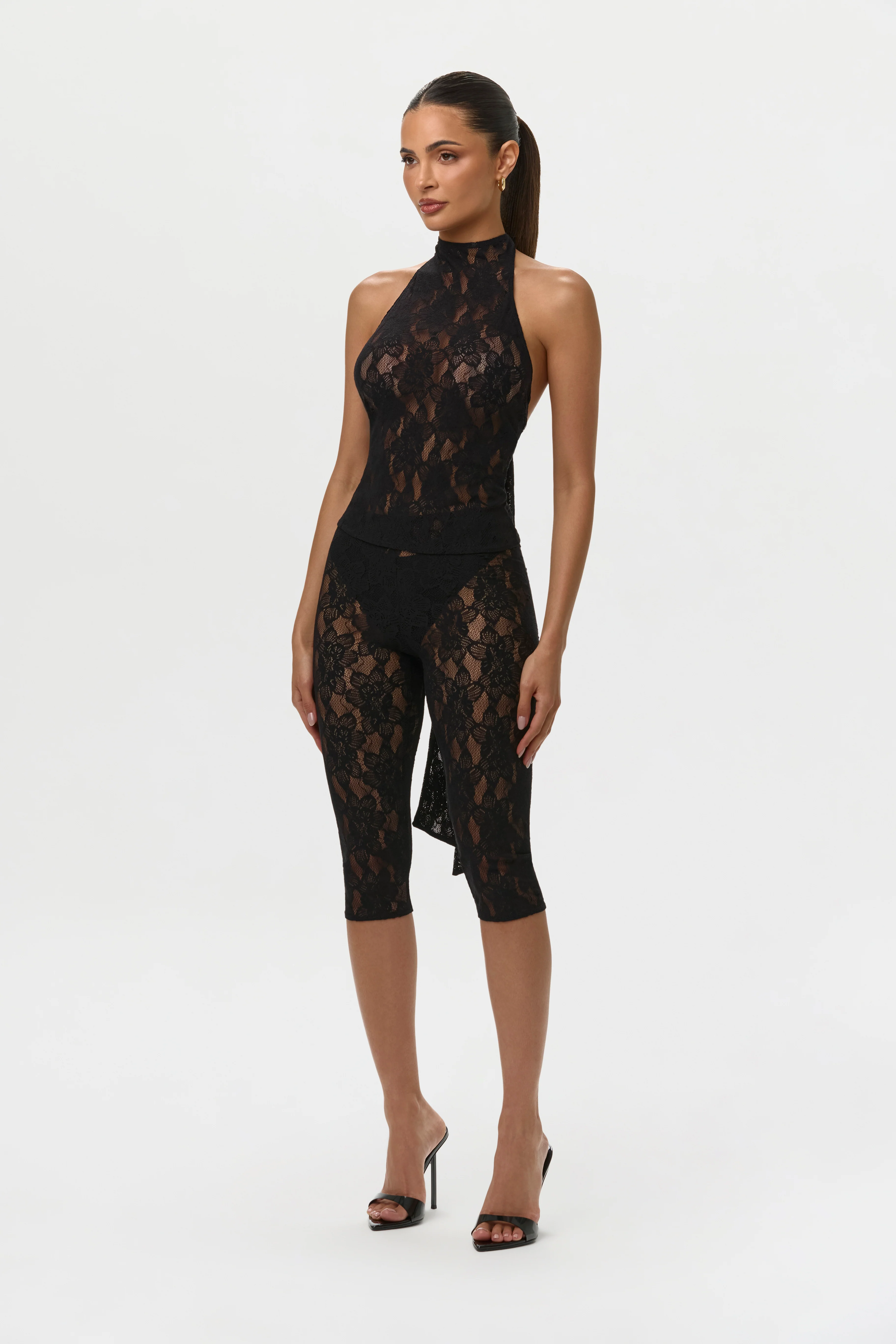 Stretch Lace Capri Leggings - Image 3