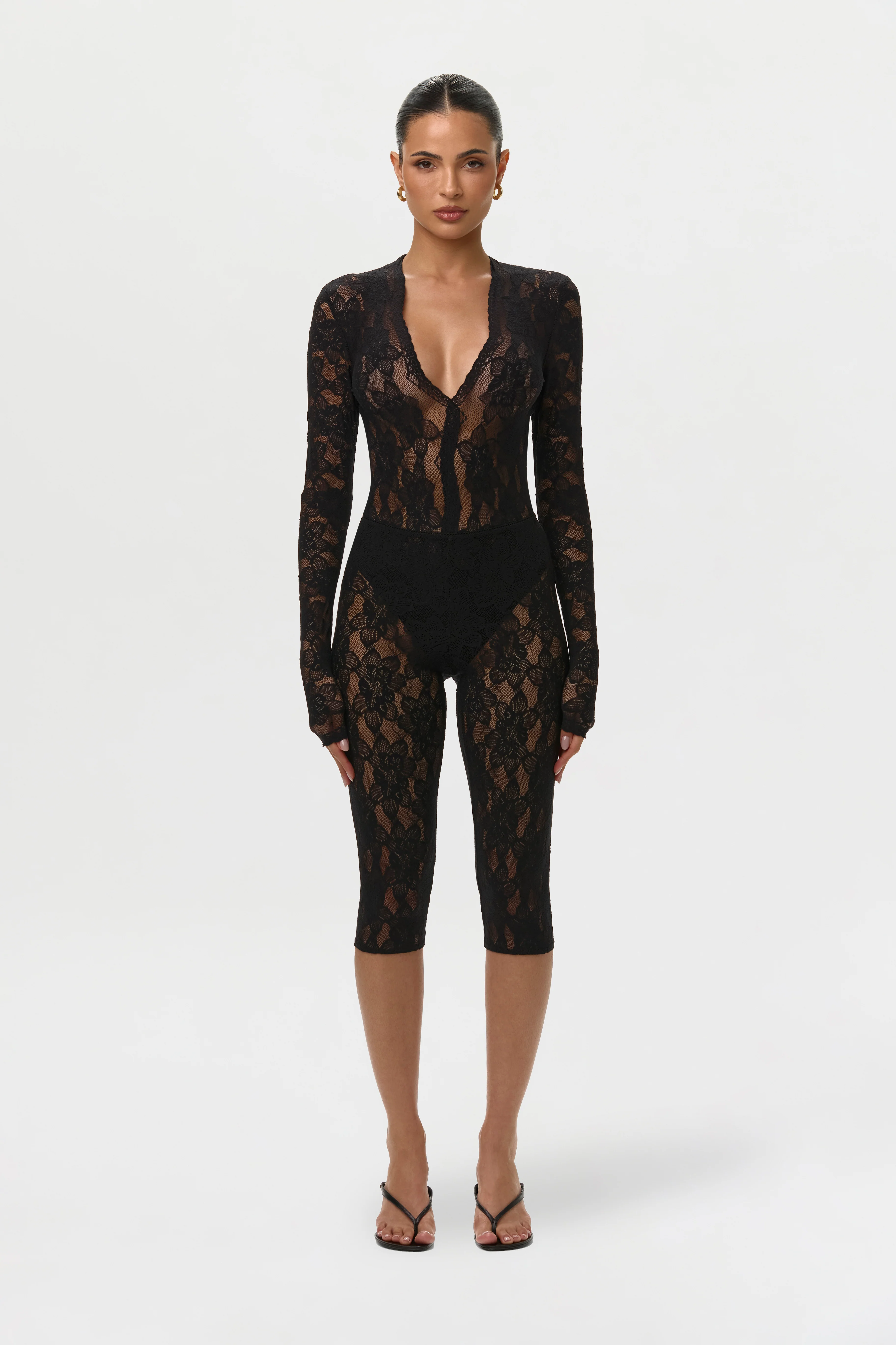 Stretch Lace V-Neck Bodysuit - Image 3