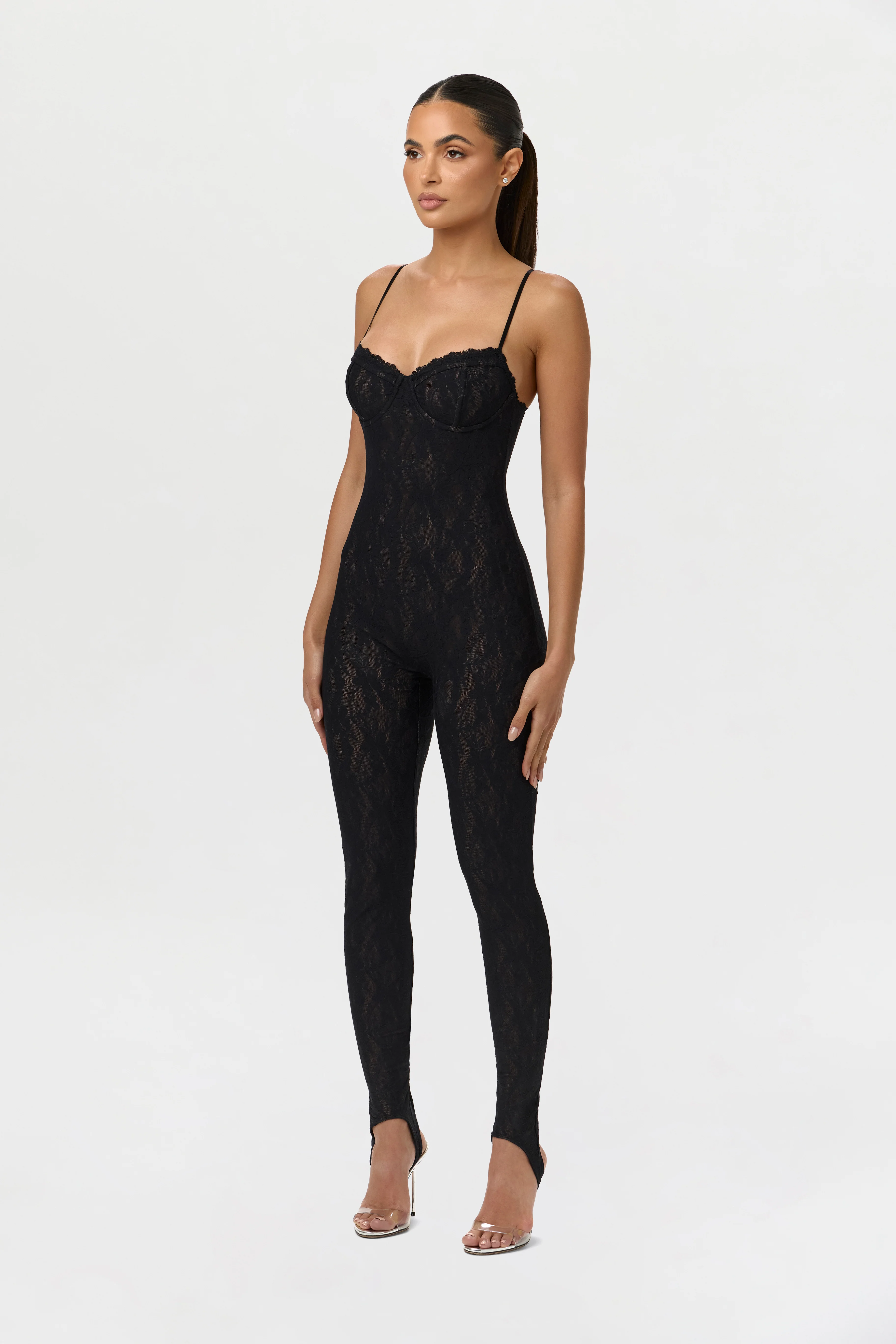 Stretch Lace Stirrup Jumpsuit Petite - Image 3