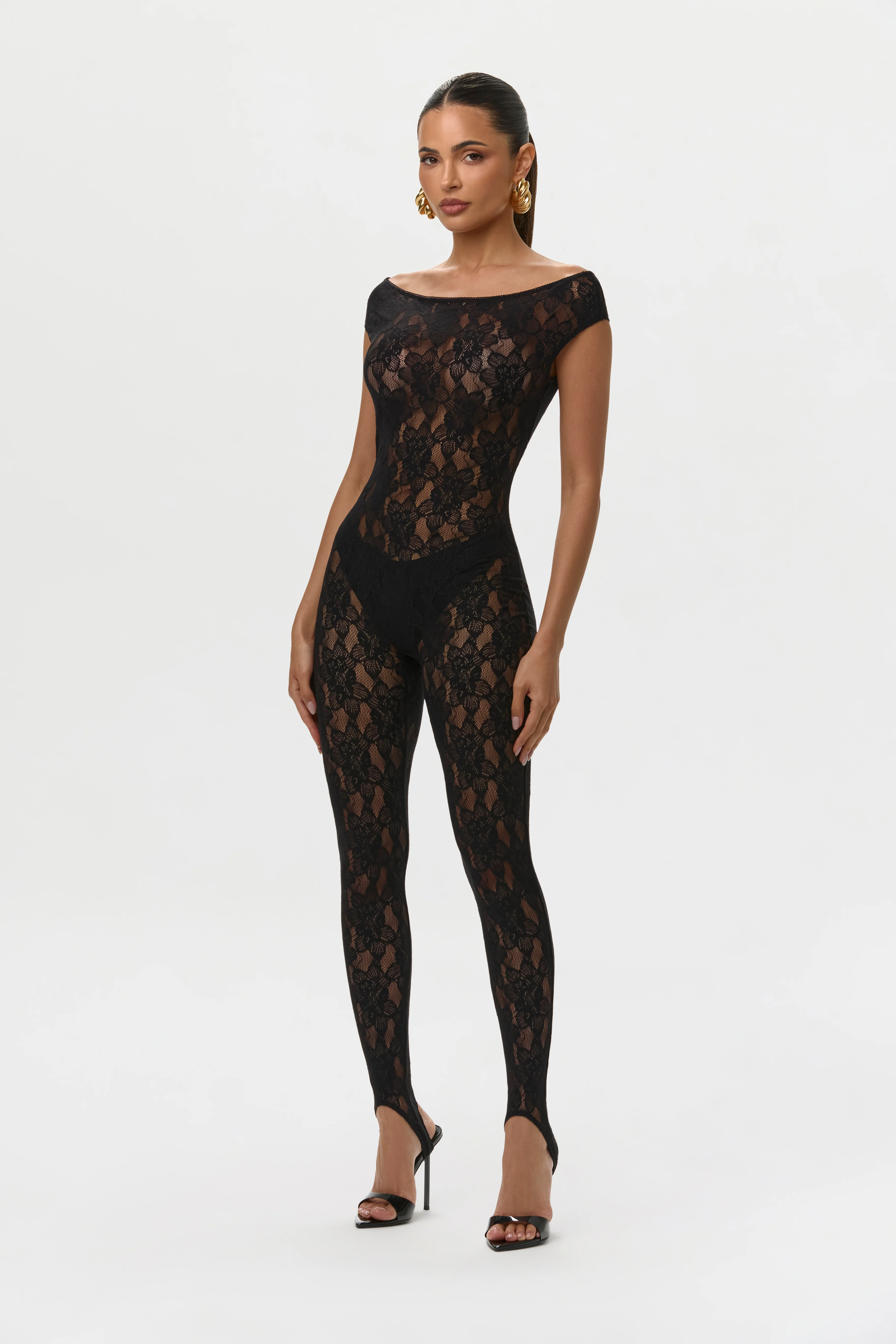 Stretch Lace Off-Shoulder Jumpsuit - Image 2