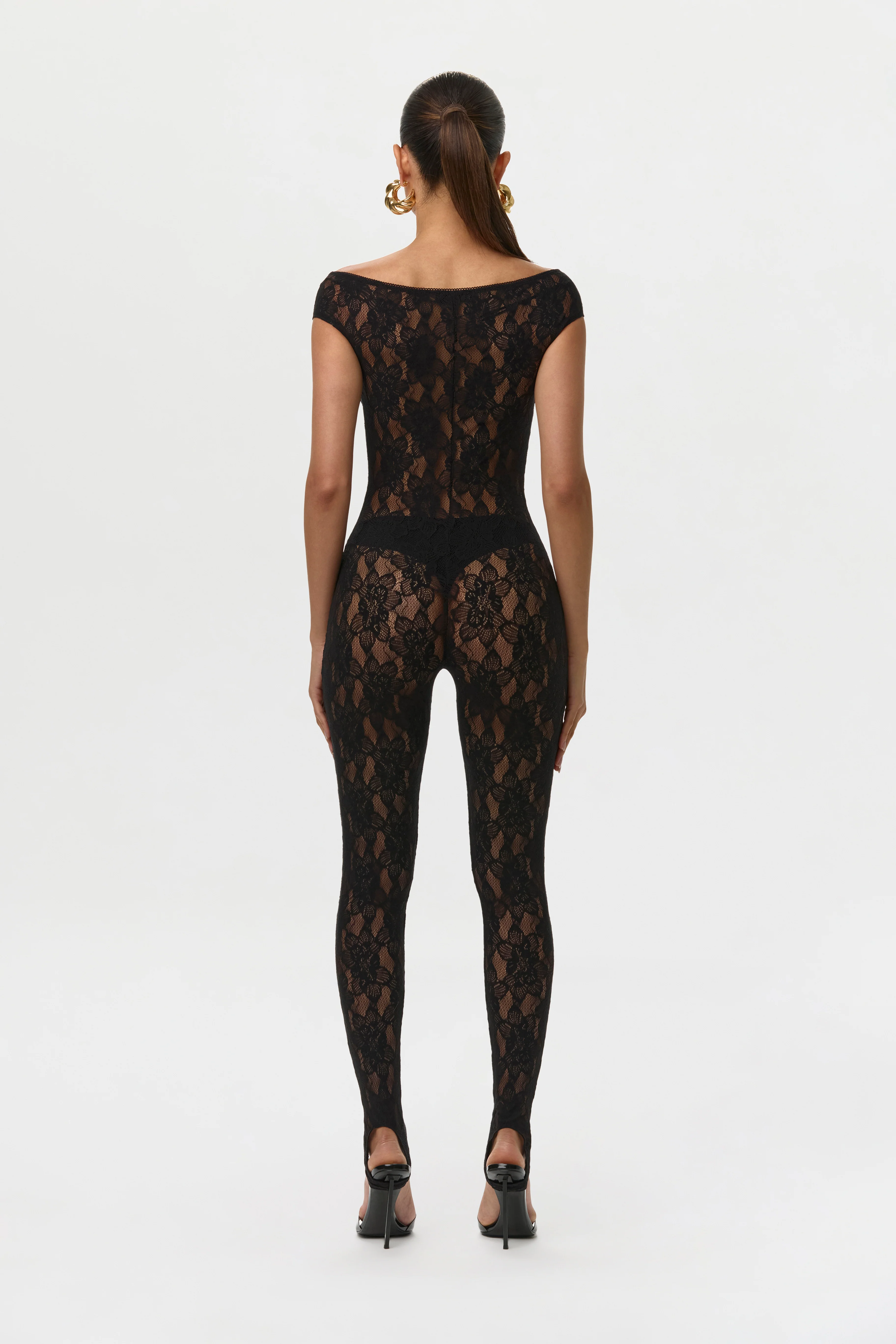 Stretch Lace Off-Shoulder Jumpsuit - Image 4