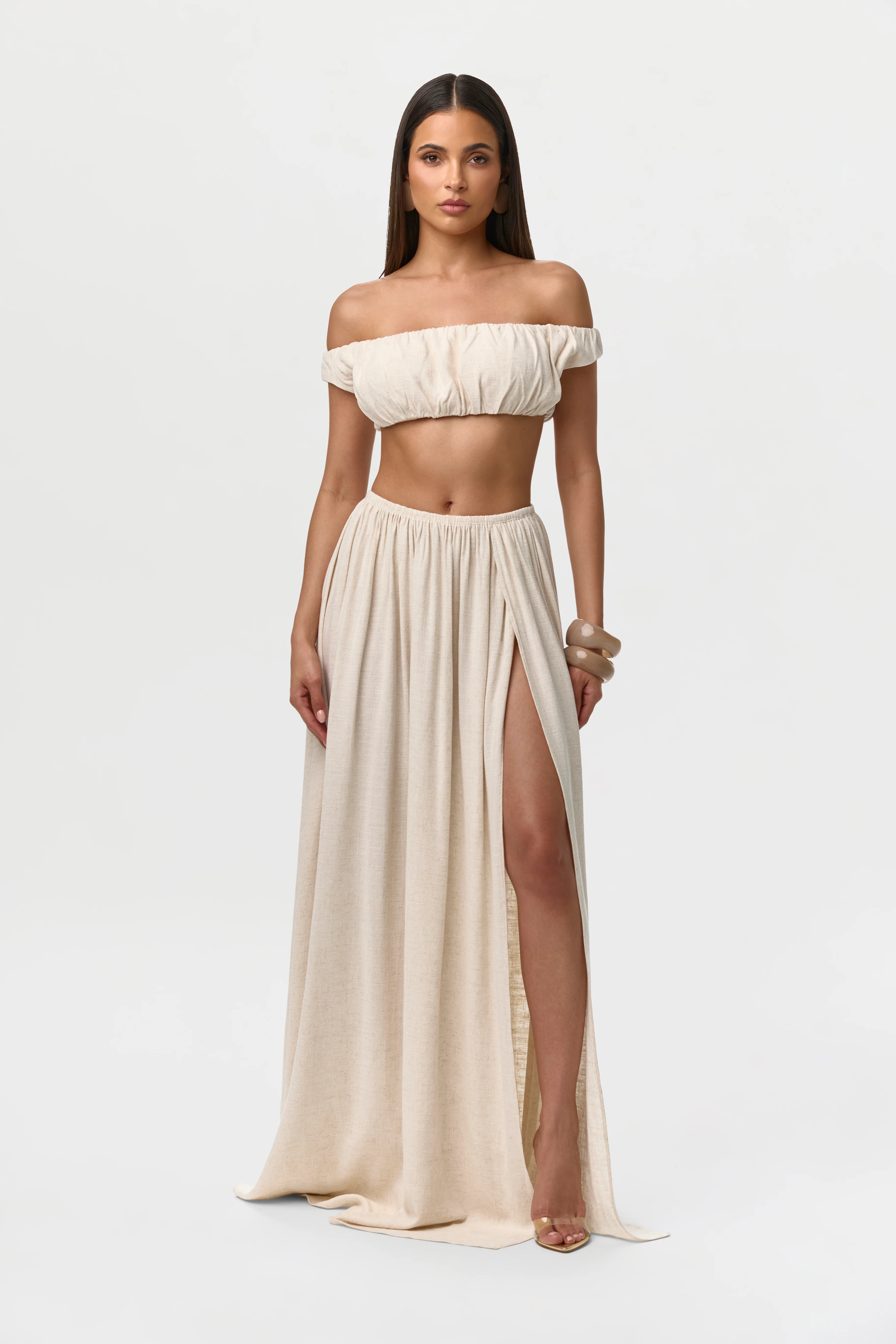 Linen Pleated Maxi Skirt - Image 10