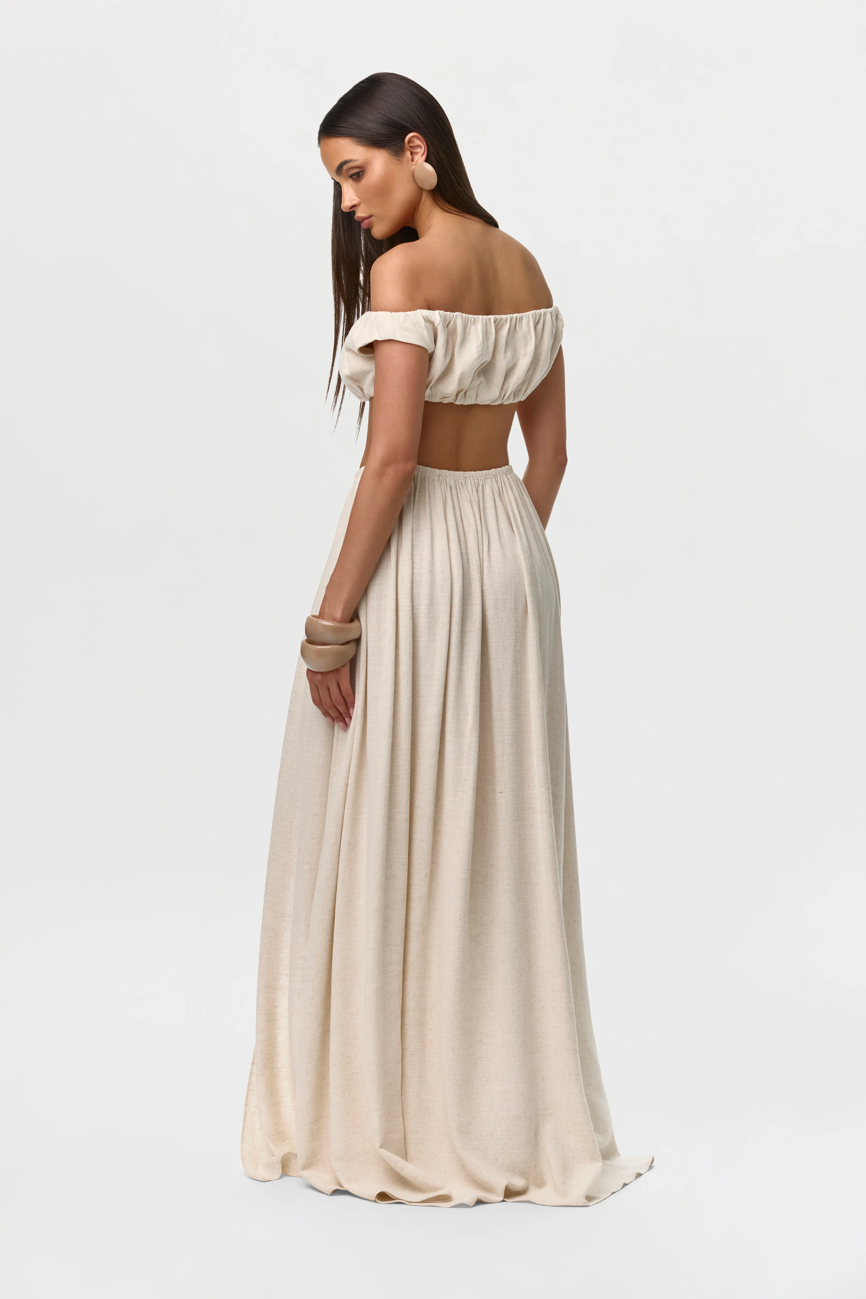 Linen Pleated Maxi Skirt - Image 13
