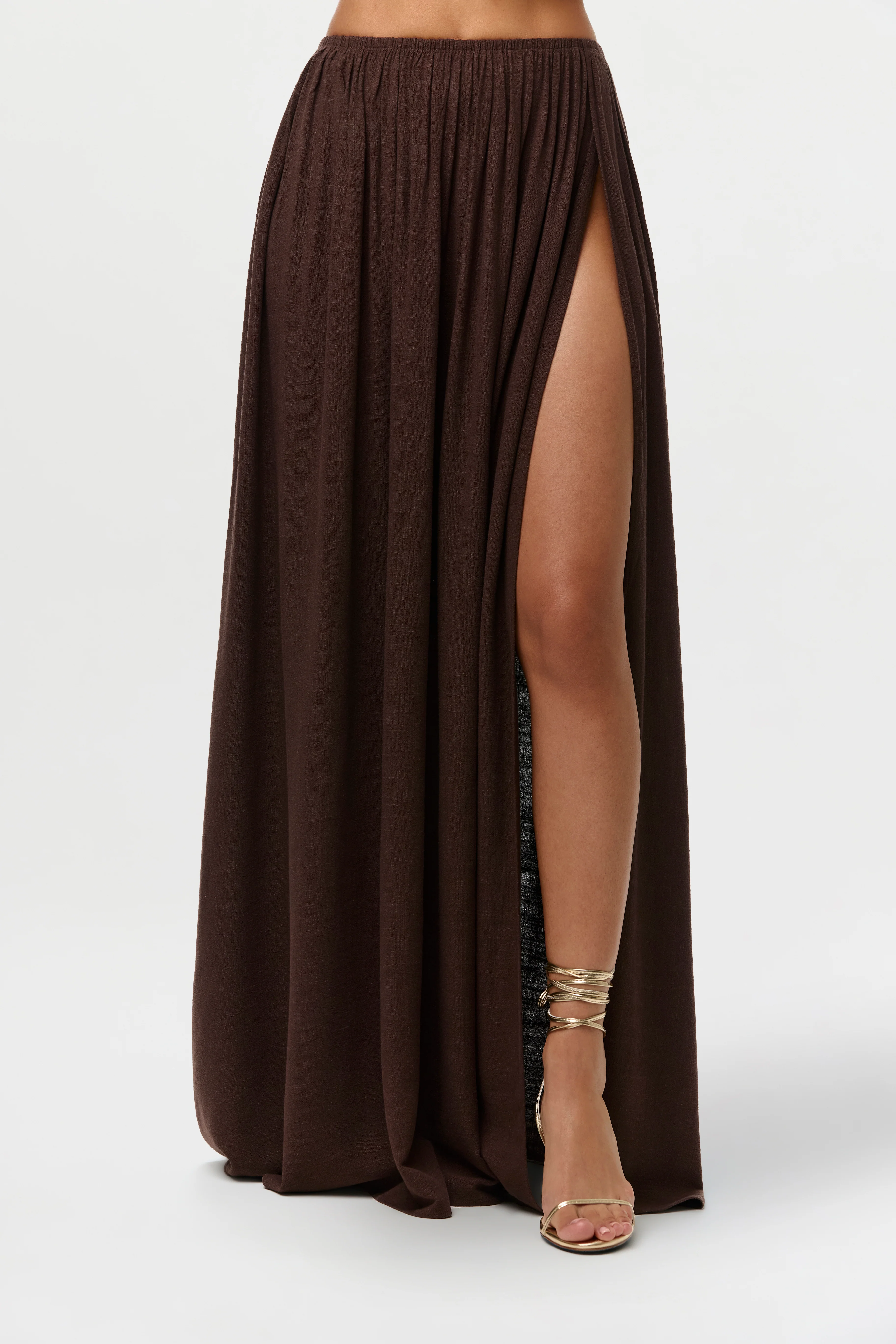 Linen Pleated Maxi Skirt - Image 6