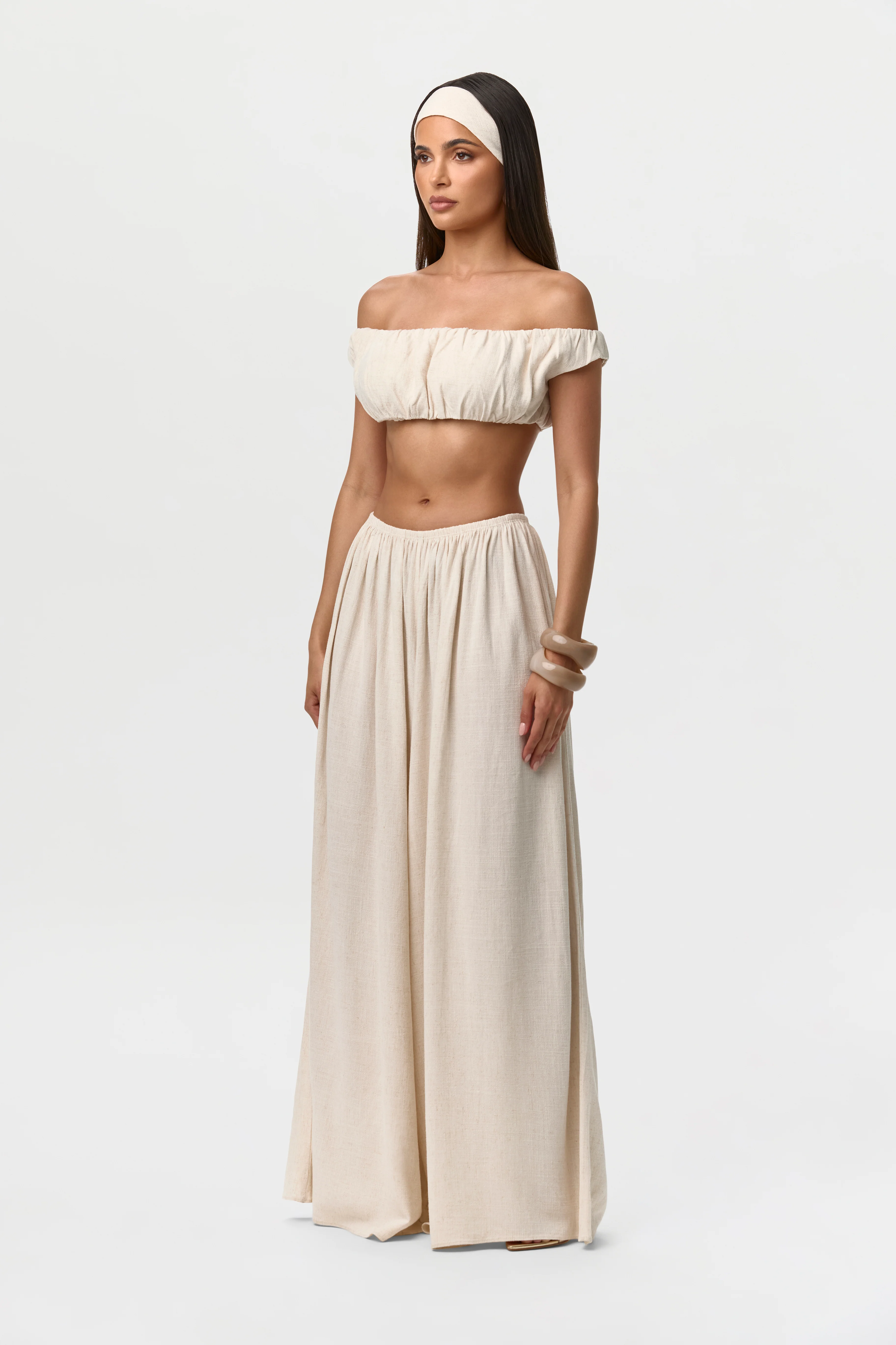 Linen Pleated Wide Leg Pants - Image 5