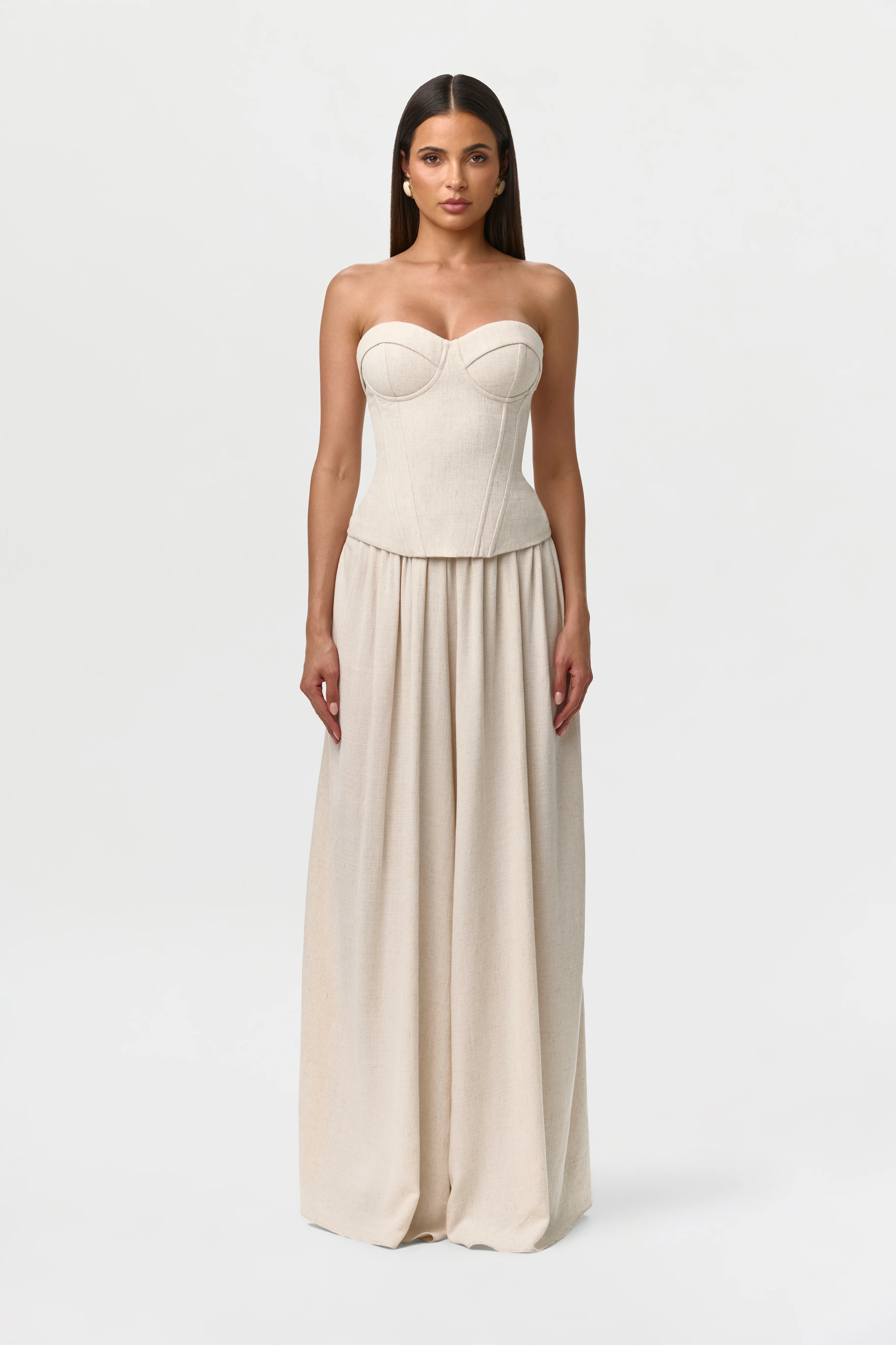 Linen Pleated Wide Leg Pants - Image 7