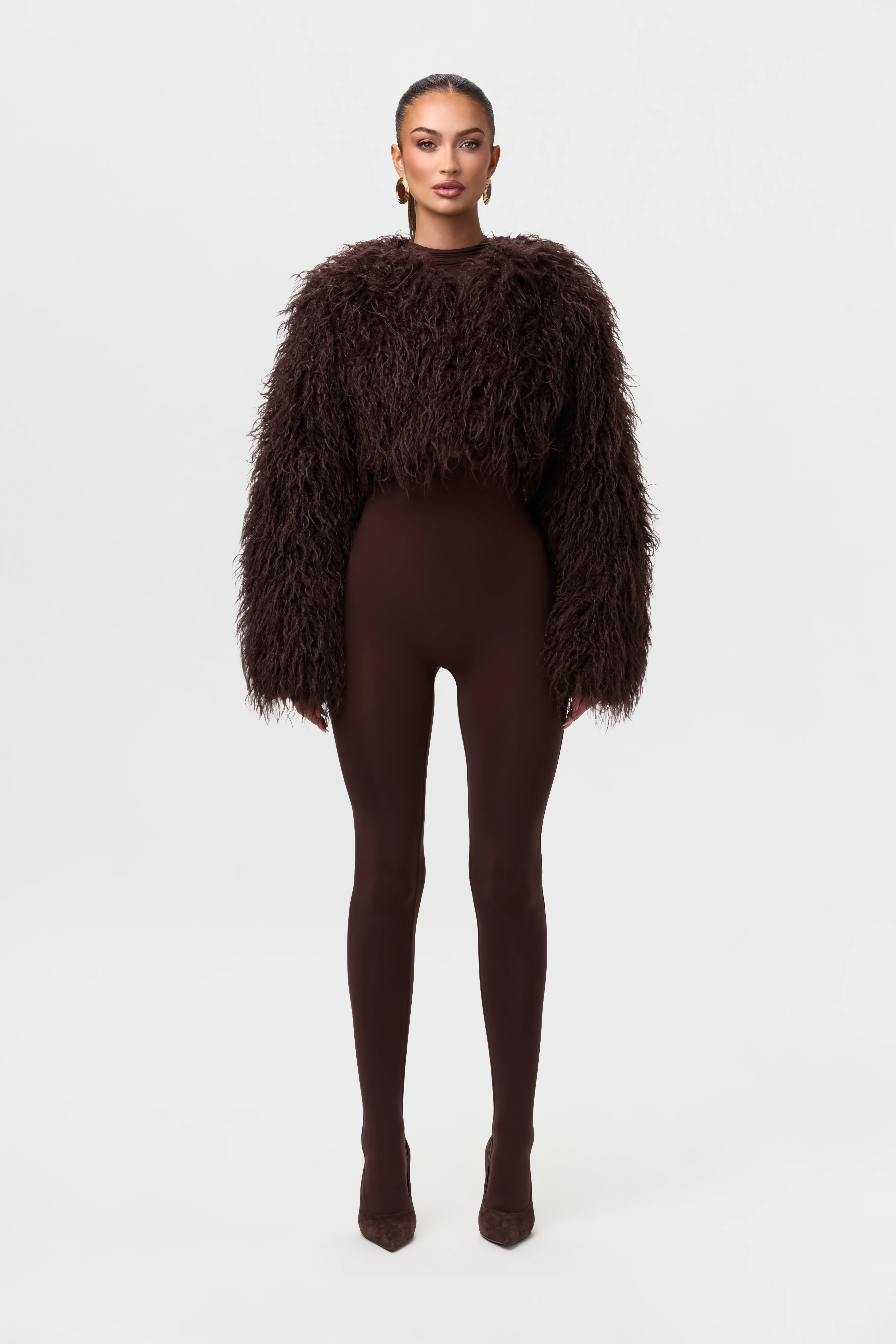 Faux Fur Plush Cropped Jacket - Image 4