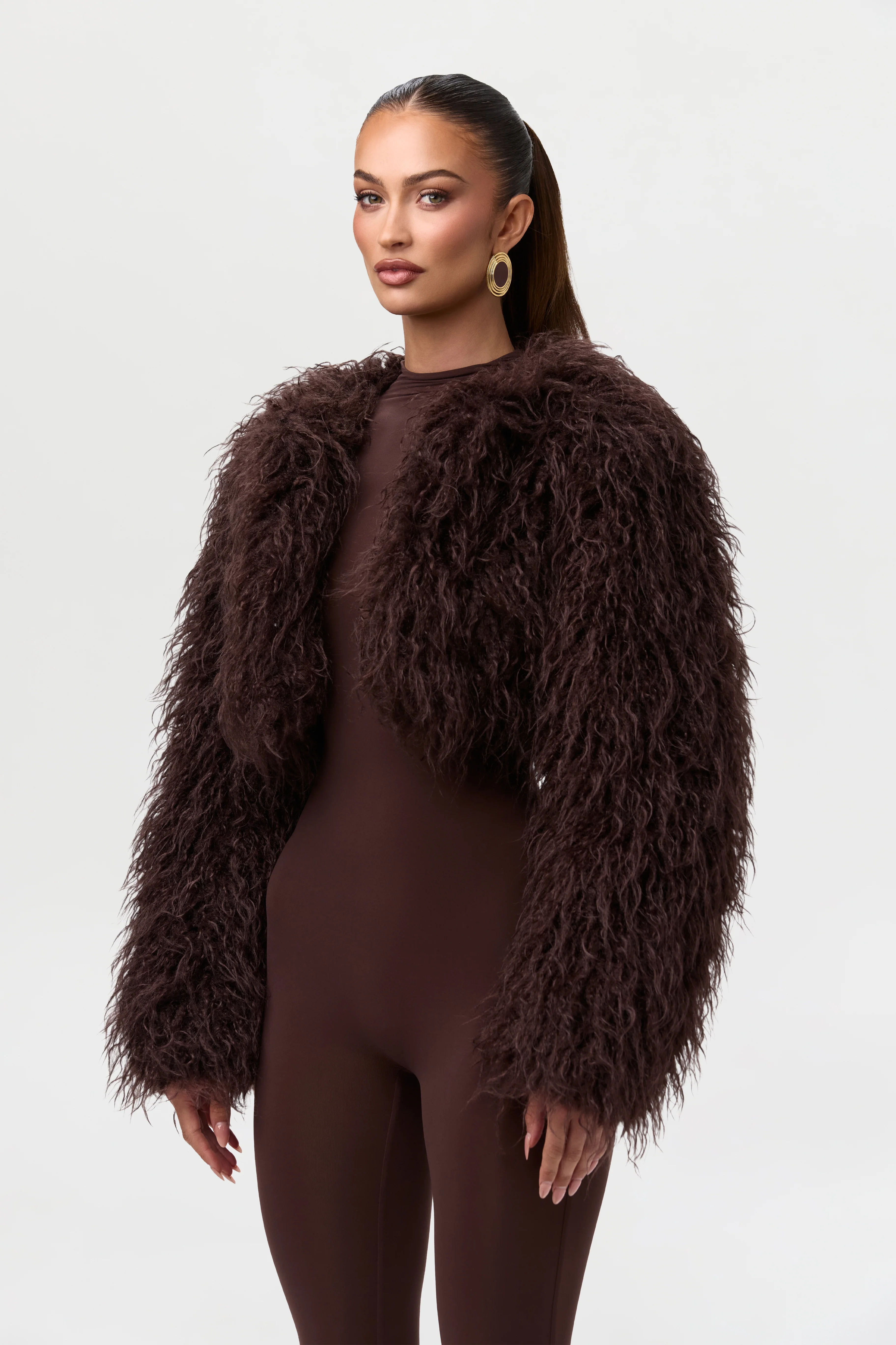 Faux Fur Plush Cropped Jacket - Image 9