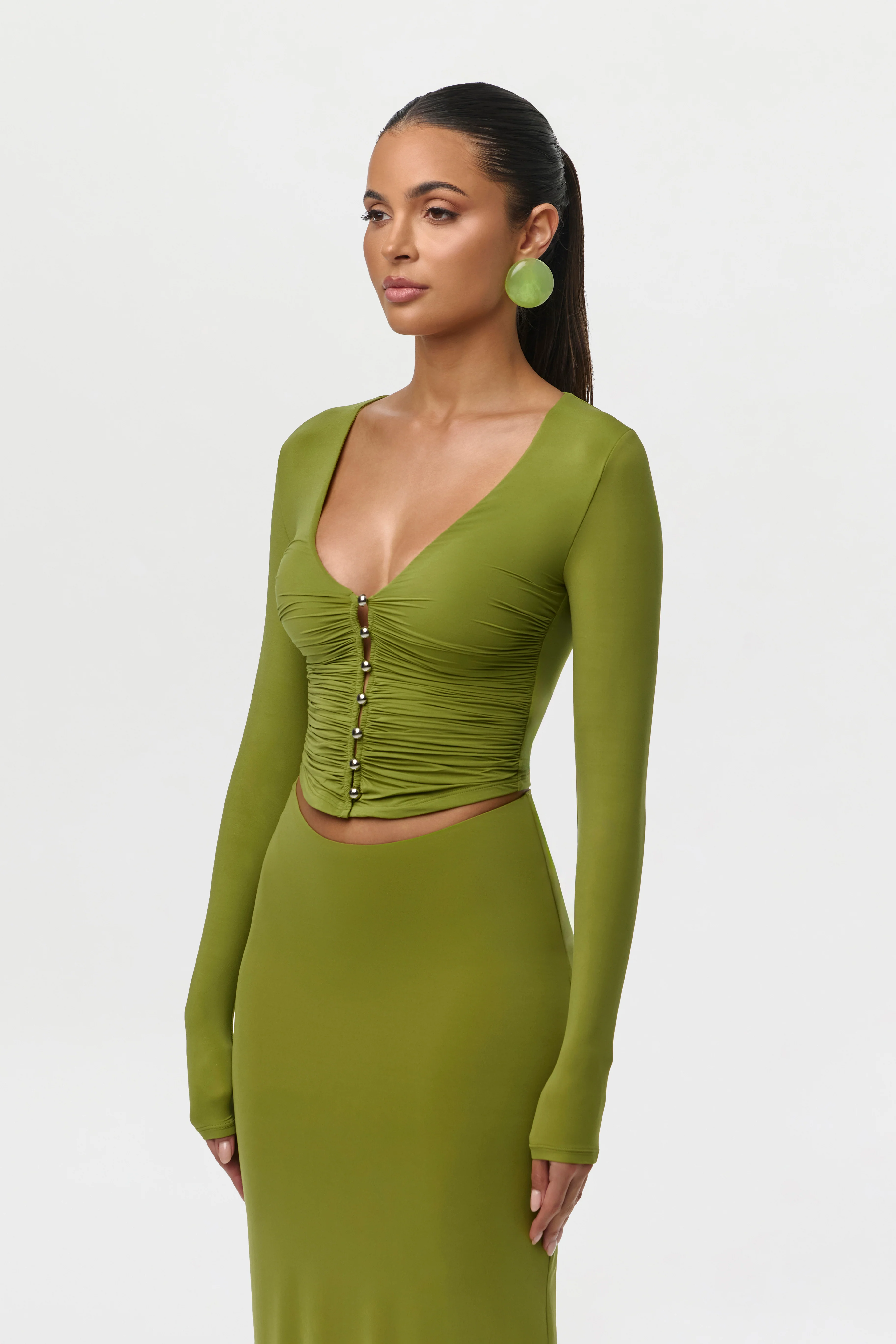 Naked Shirred Button Up Top - Image 11