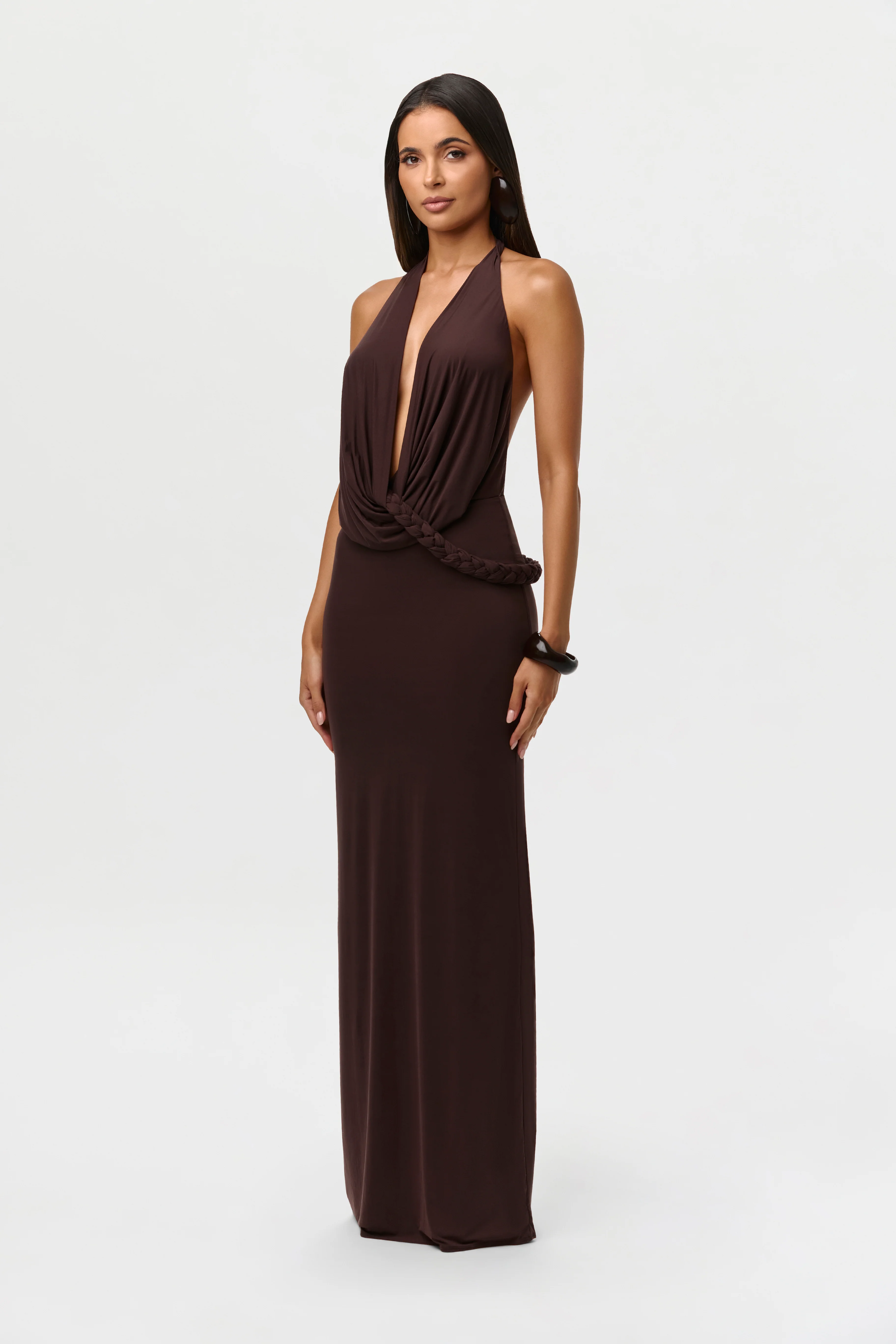 Naked Halter Braid Maxi Dress - Image 3