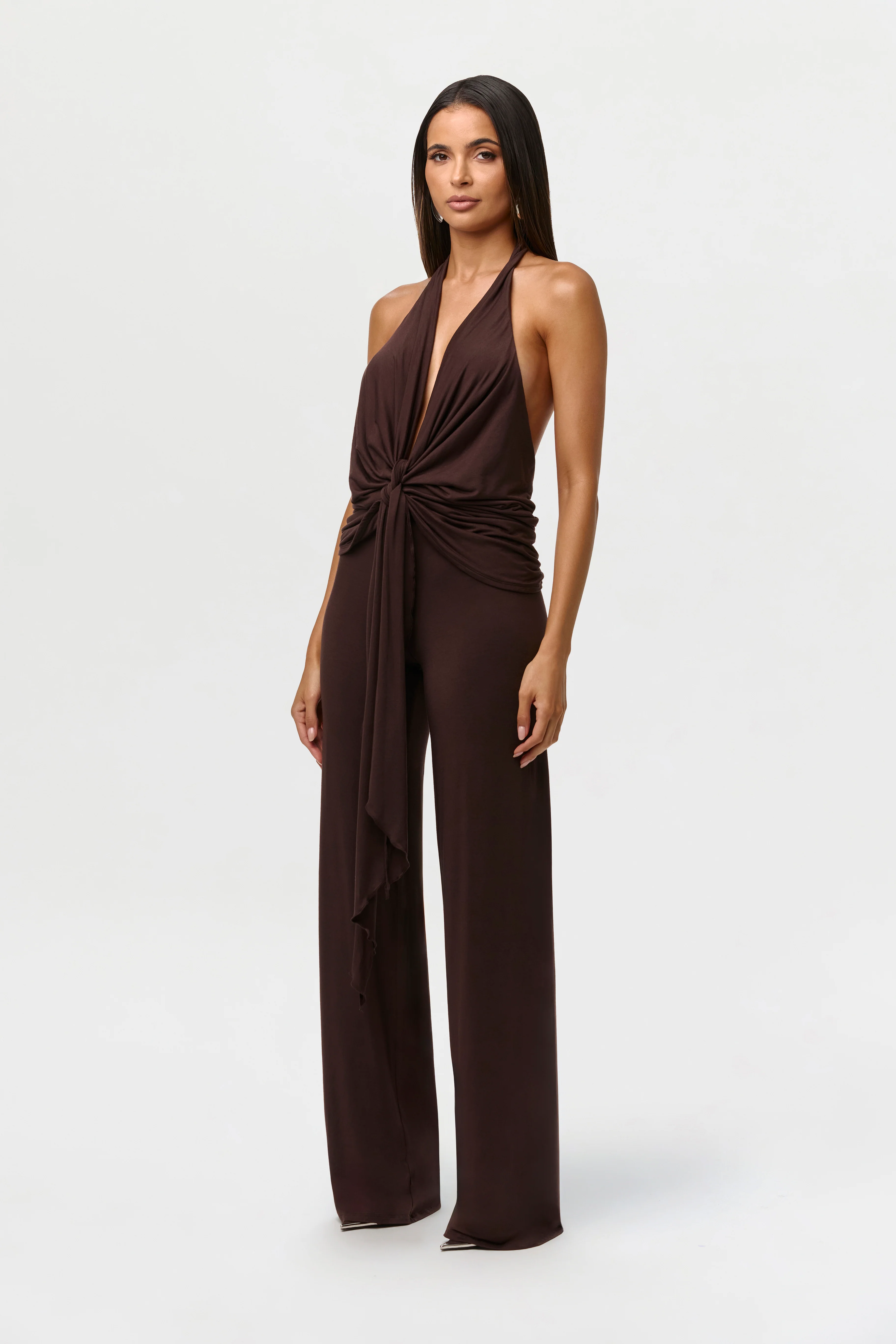 Modal Plunge Tie Halter Top - Image 4