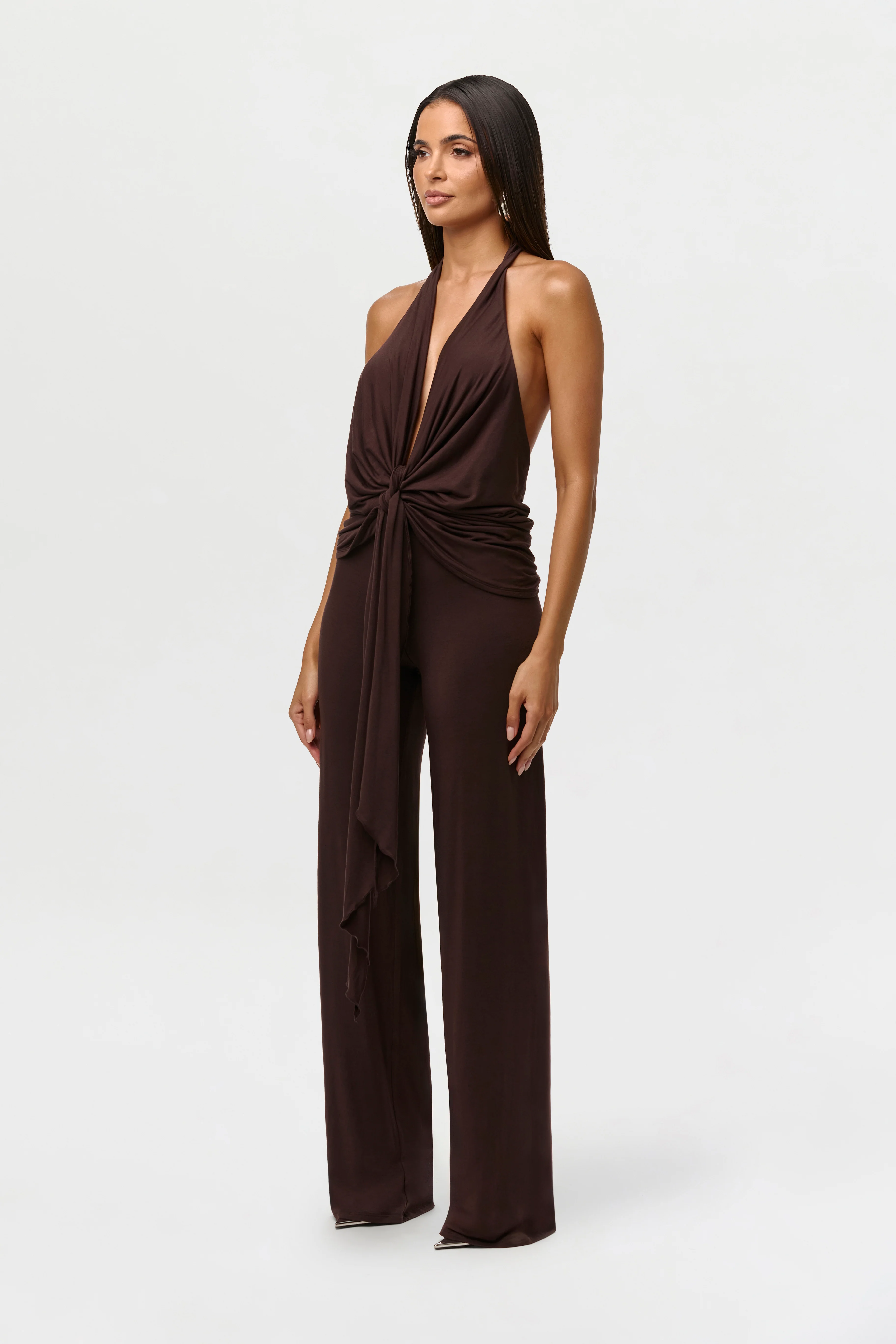 Modal Plunge Tie Halter Top - Image 5