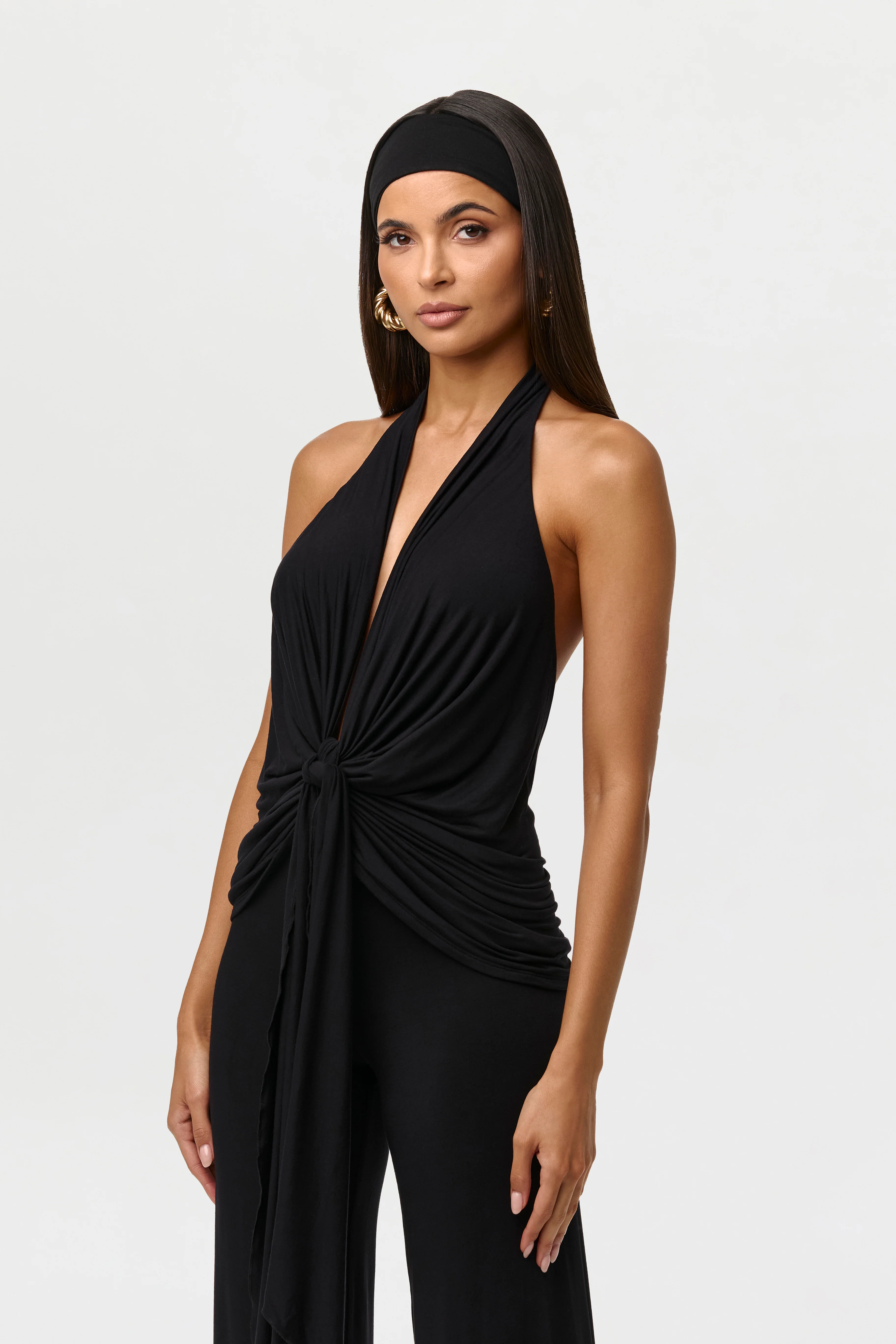 Modal Plunge Tie Halter Top - Image 9