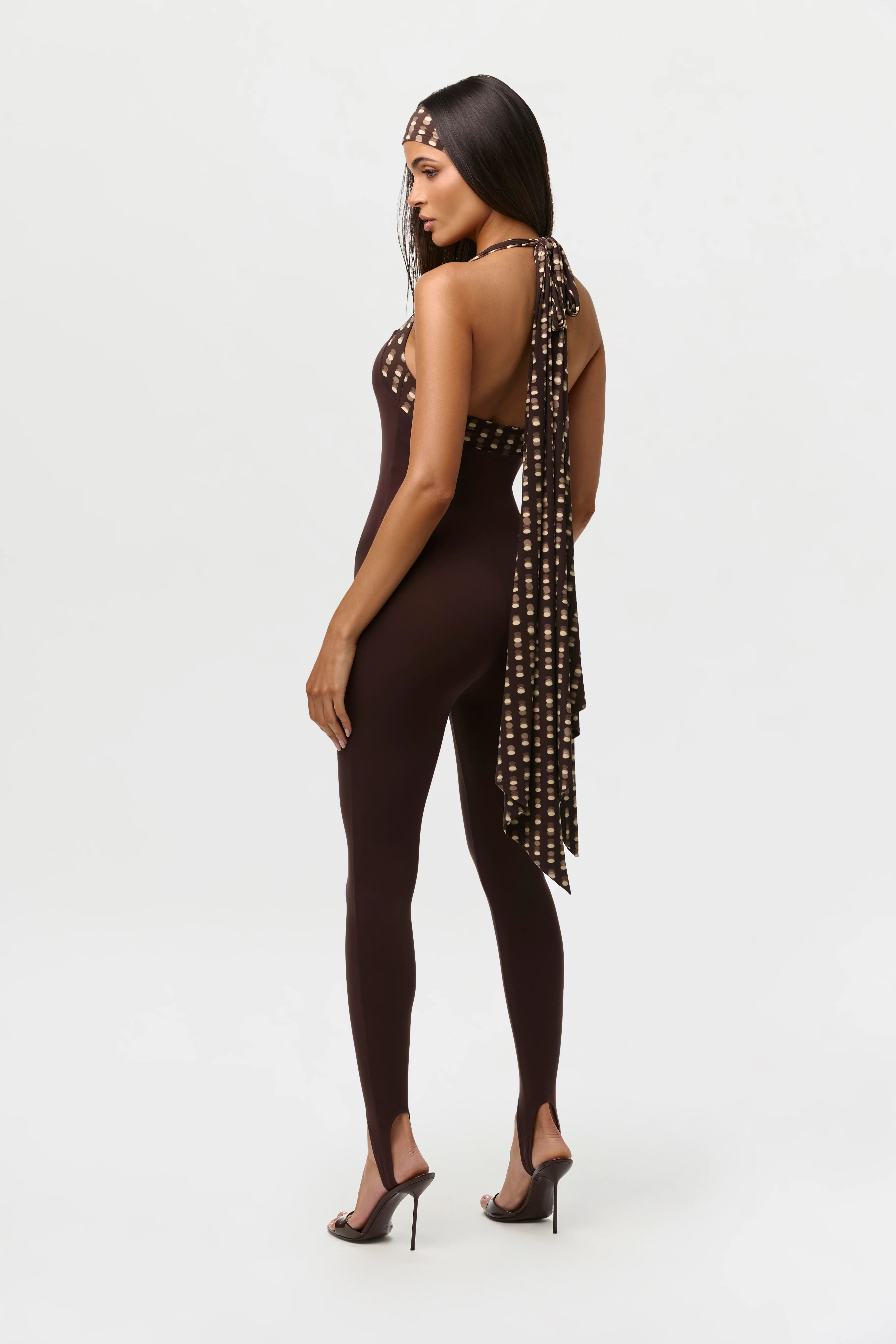 Naked Halter Print Stirrup Jumpsuit - Image 13