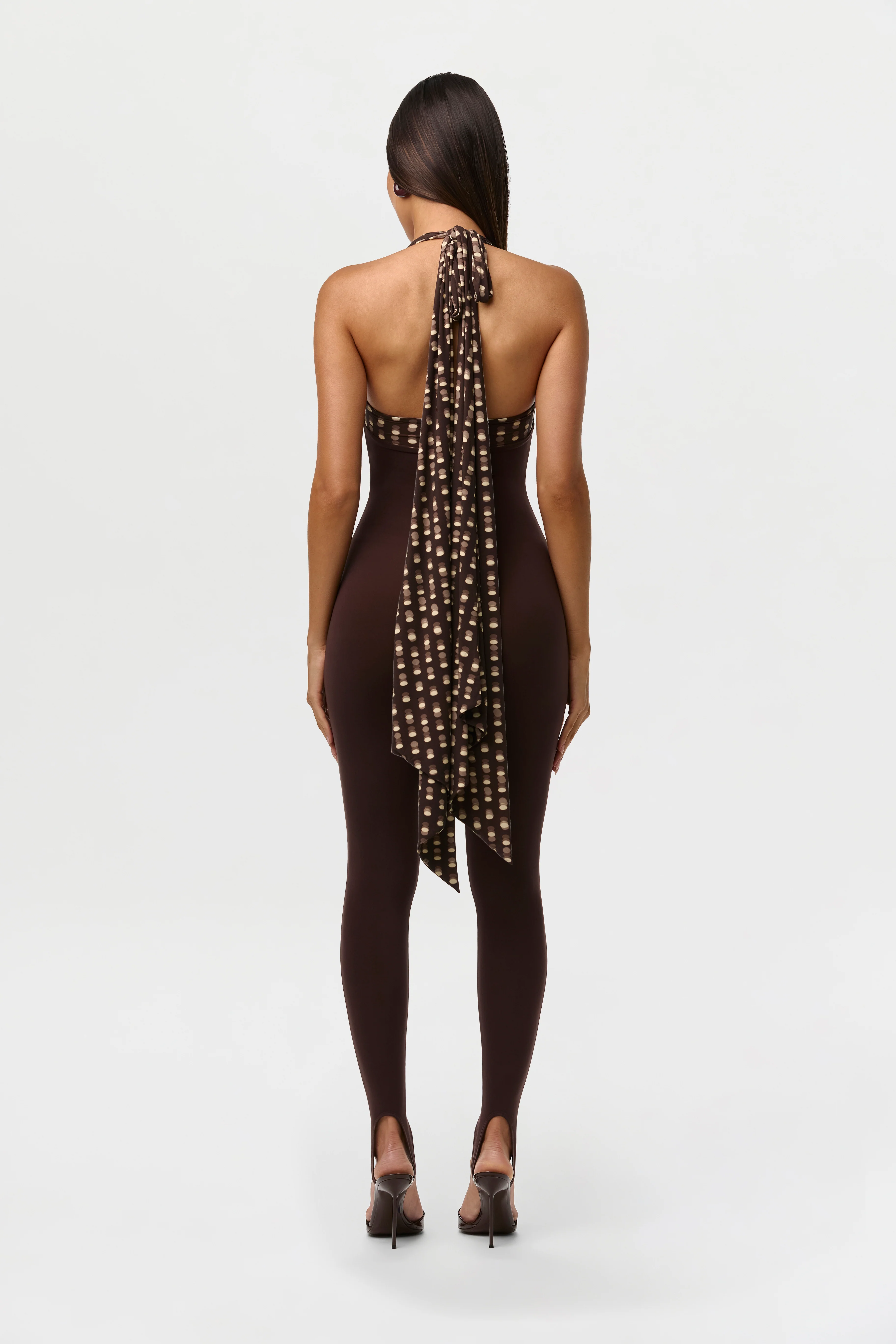 Naked Halter Print Stirrup Jumpsuit - Image 16