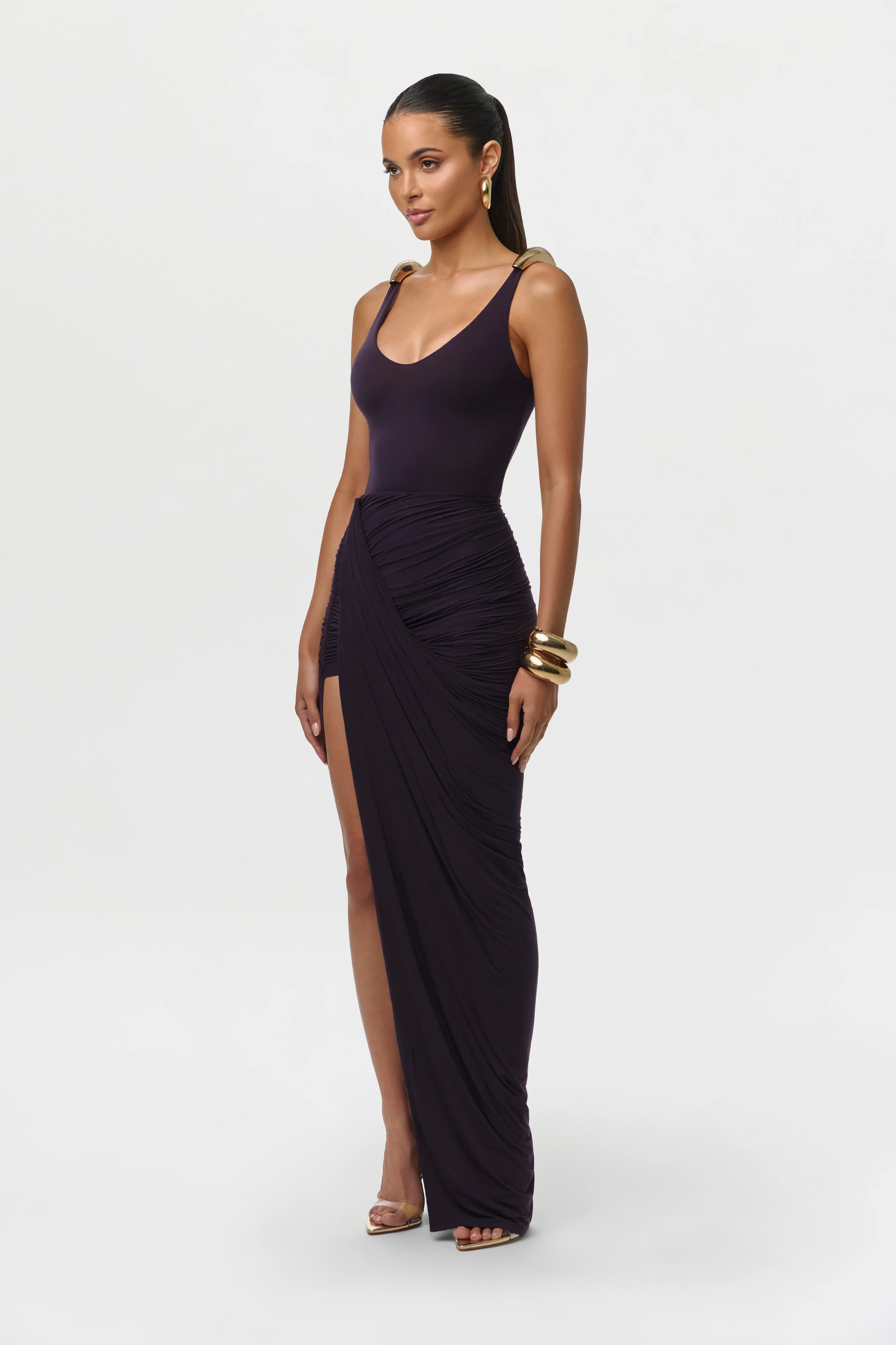 Naked Ruched Drape Maxi Skirt - Image 6