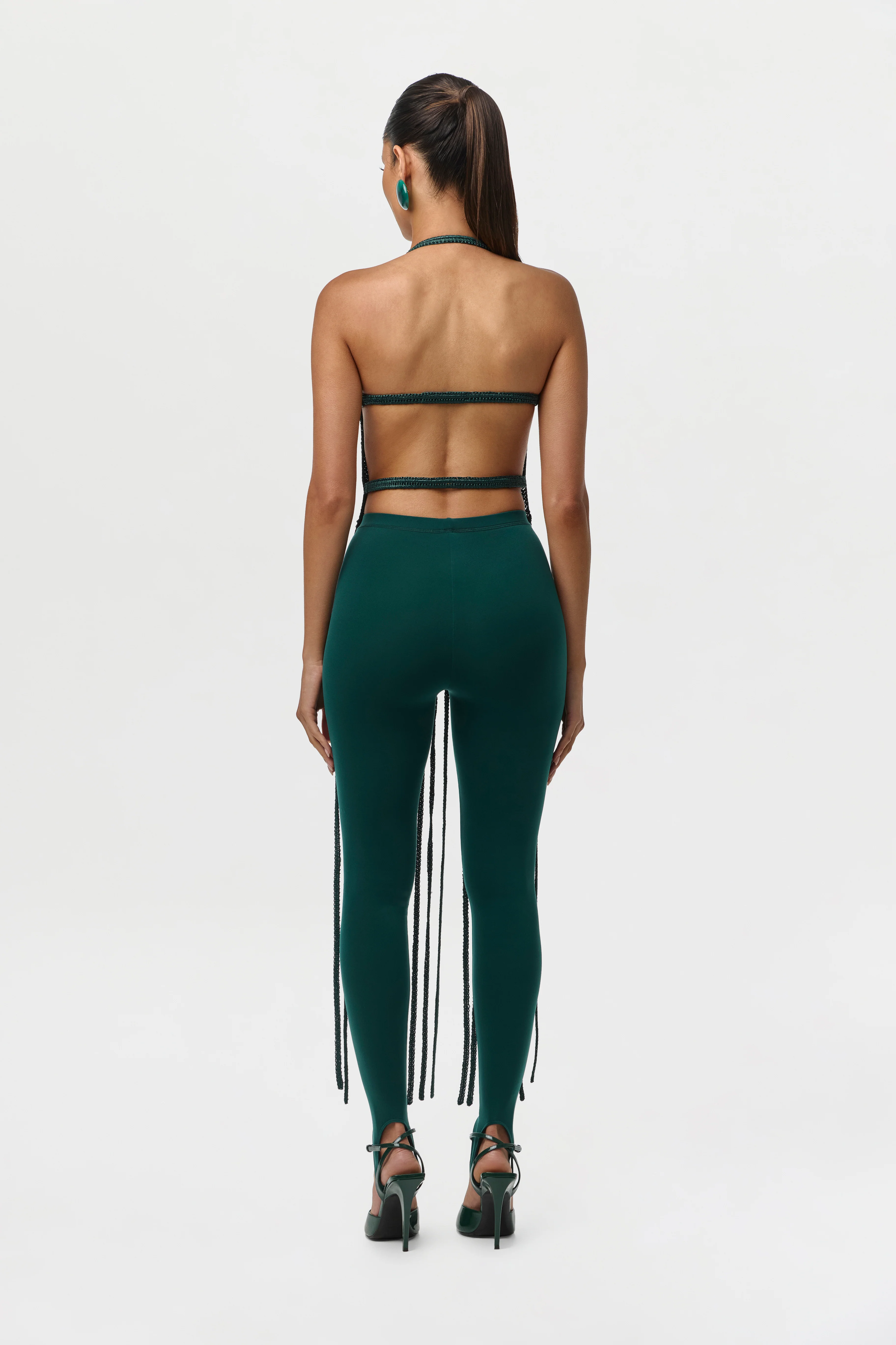 Knit Halter Fringe Crop Top - Image 7