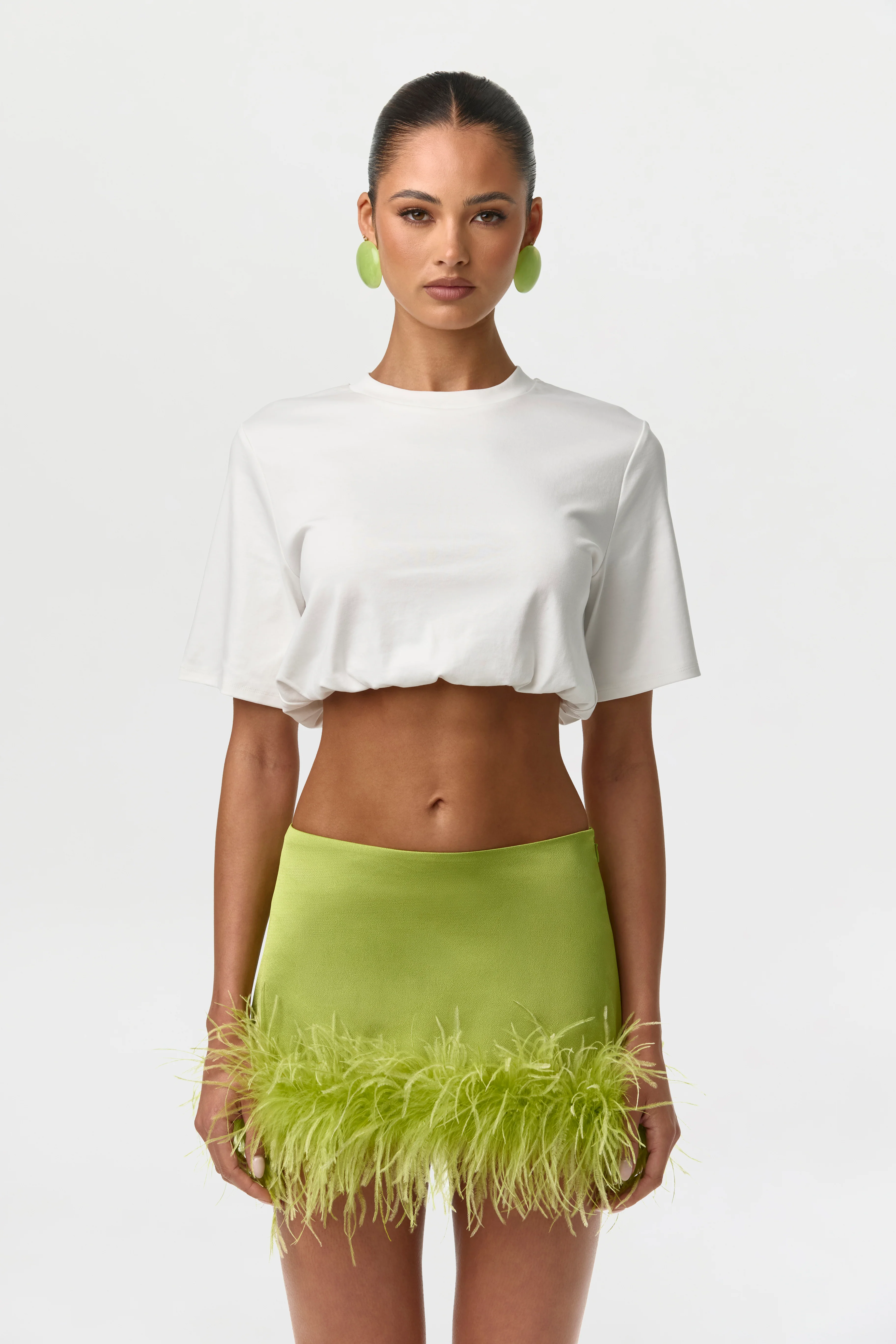 Satin Feather Mini Skirt - Image 3