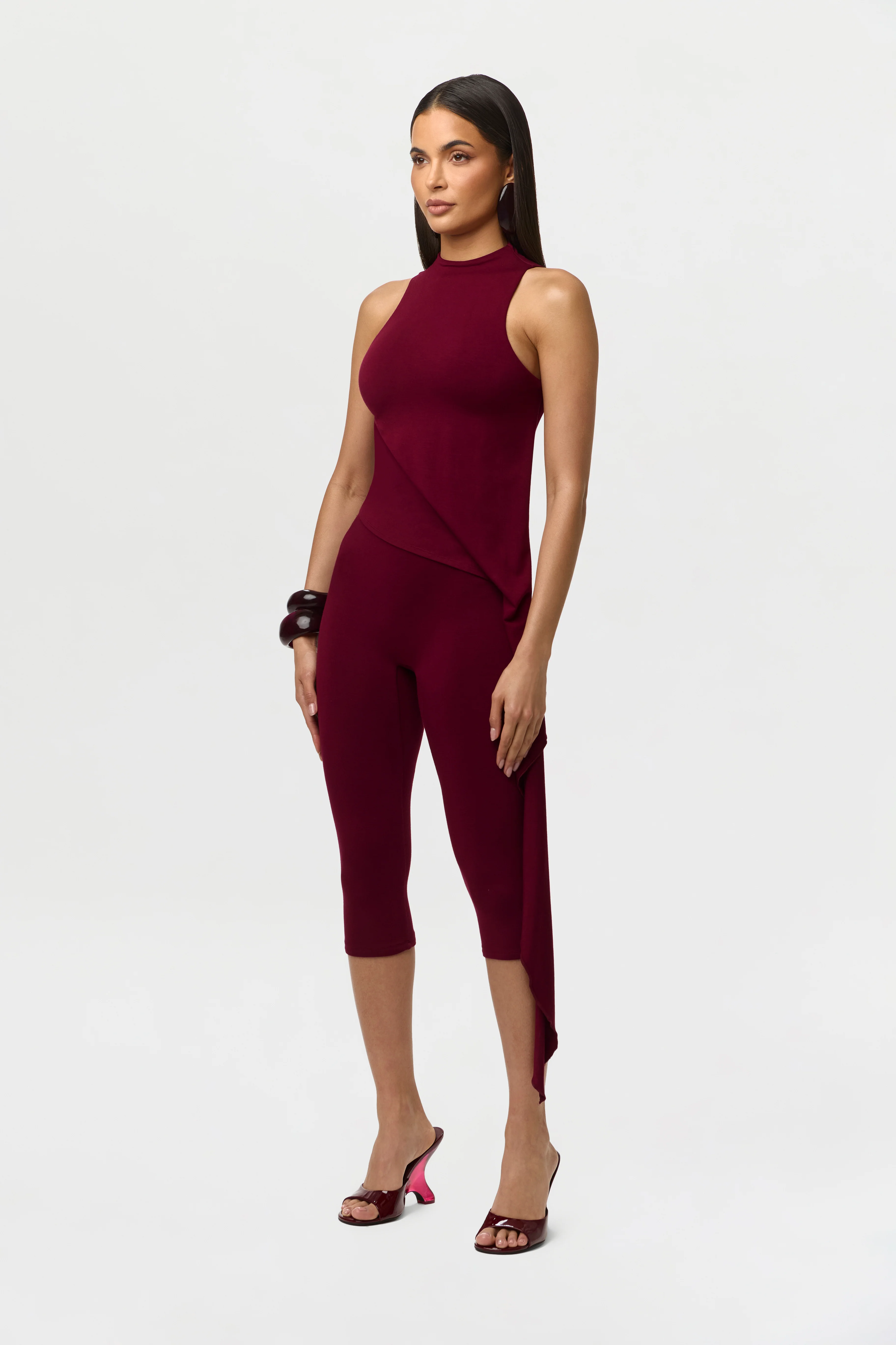 Smooth Sleeveless Drape Top - Image 2