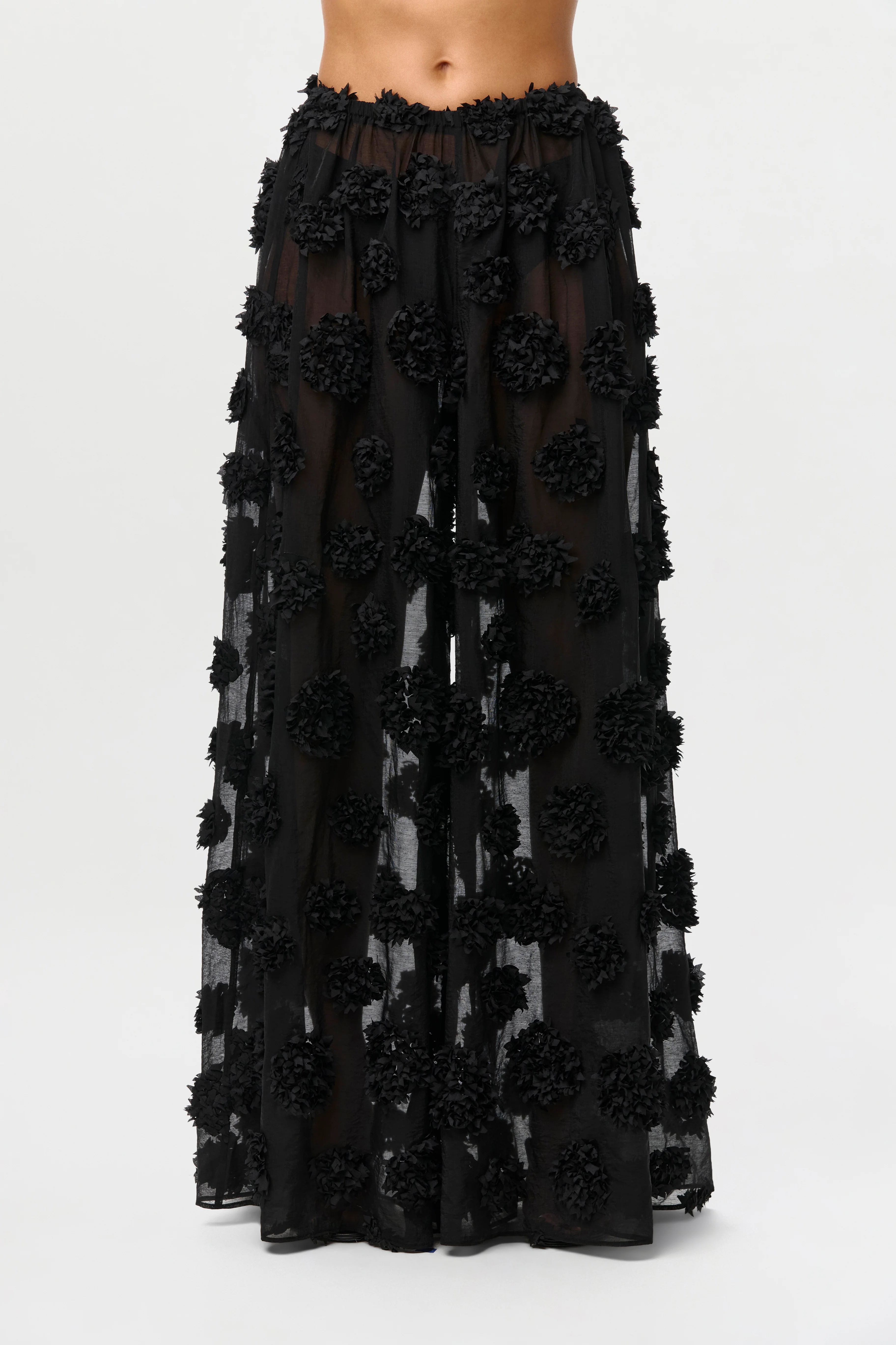 Floral Appliqué Wide Leg Pants - Image 5