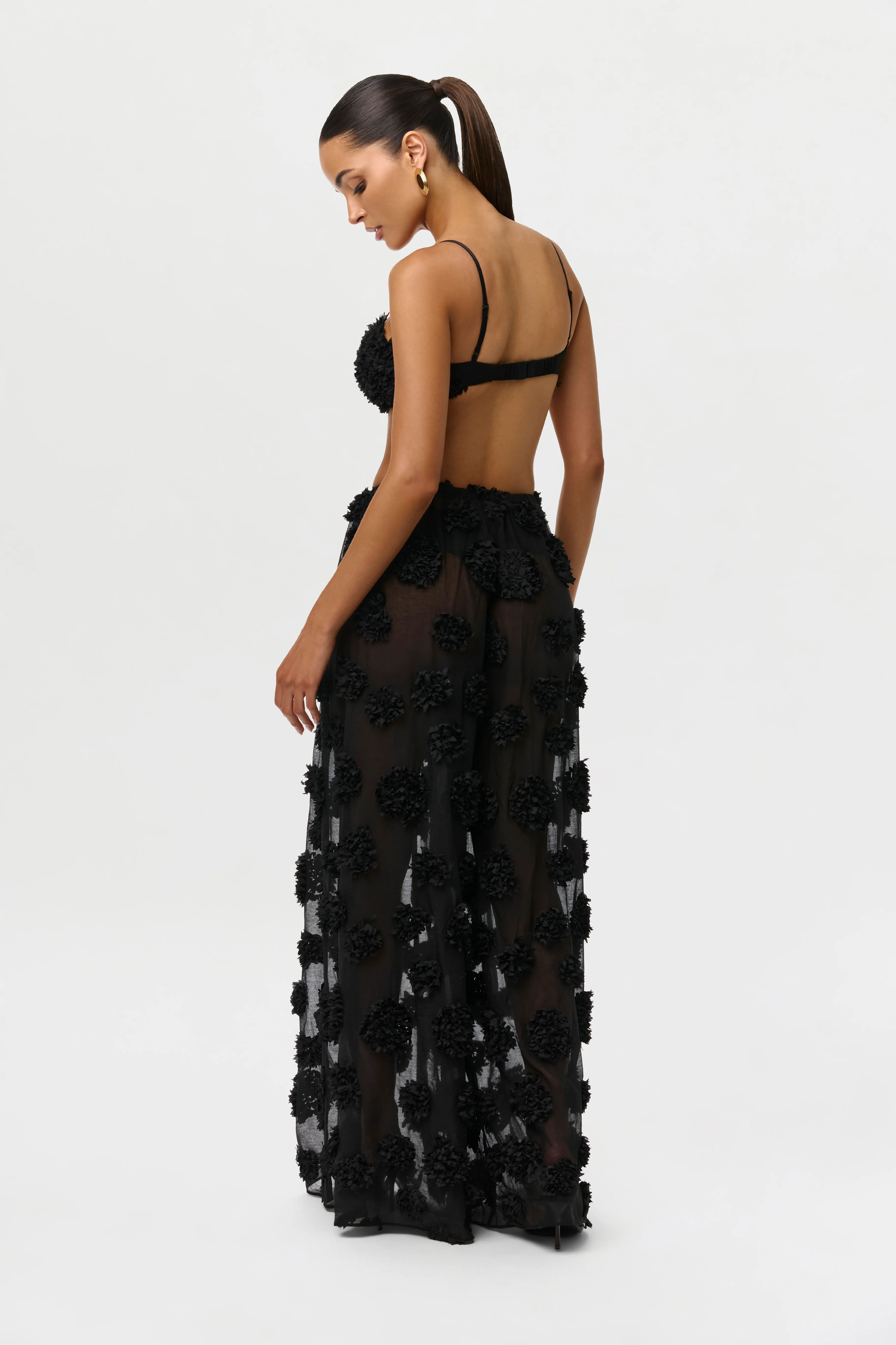 Floral Appliqué Wide Leg Pants - Image 6